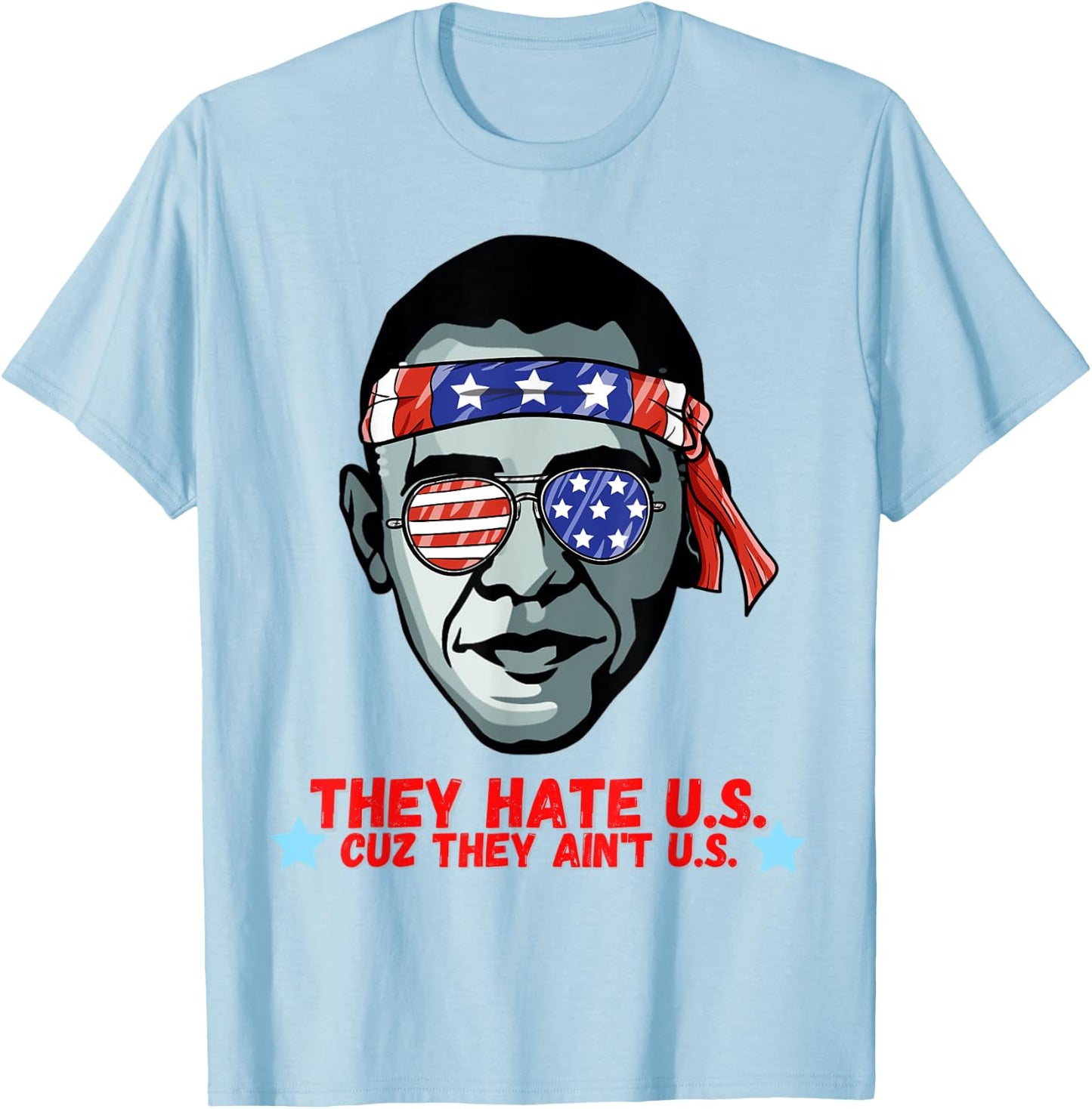Funny Obama 4th of July Shirt For Adults Men Women T-Shirt - T-Shirt | Light Blue