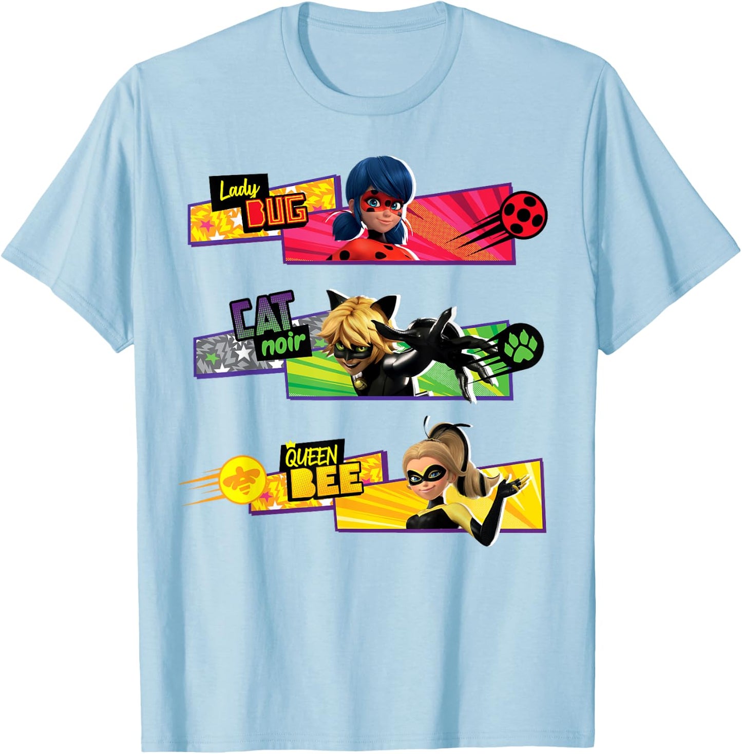 Miraculous Collection Ladybug Cat Noir Queen Bee T-Shirt - T-Shirt | Light Blue