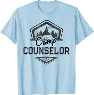 Vintage CAMP COUNSELOR Campground King Crew Teacher Squad Men Women T-Shirt - T-Shirt | Light Blue