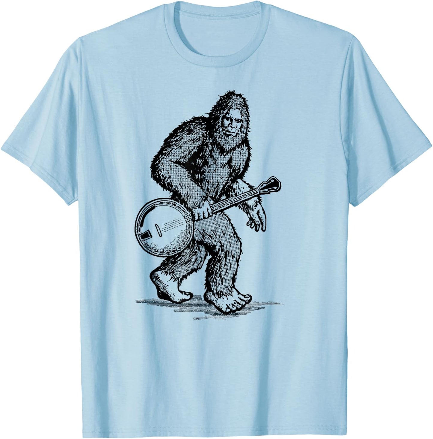 Grassquatch! Vintage Bigfoot & Bluegrass Banjo Music T-Shirt - T-Shirt | Light Blue