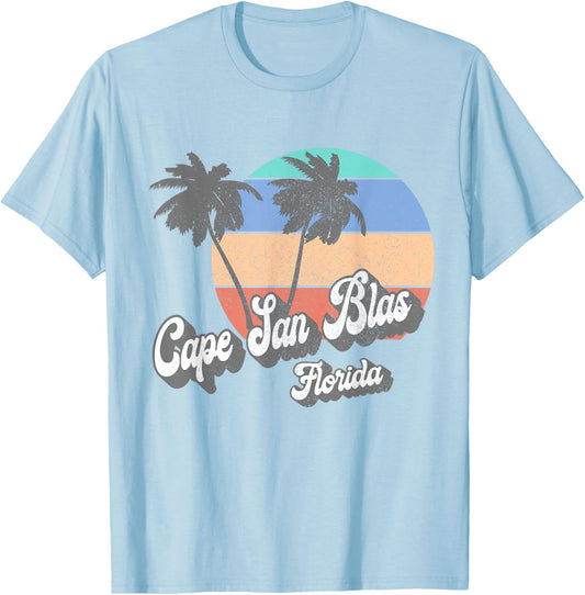 Retro Cape San Blas Florida FL Vintage Beach Surf T-Shirt - T-Shirt | Light Blue