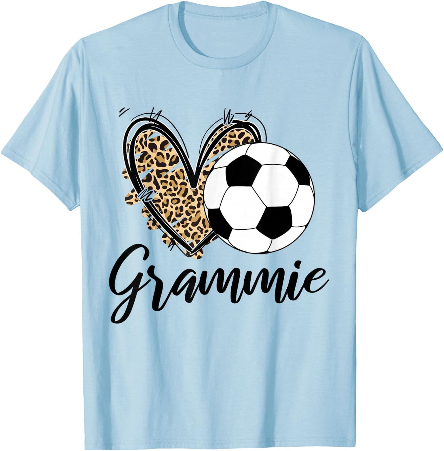 Soccer Grammie Leopard Heart Grammie T-Shirt - T-Shirt | Light Blue