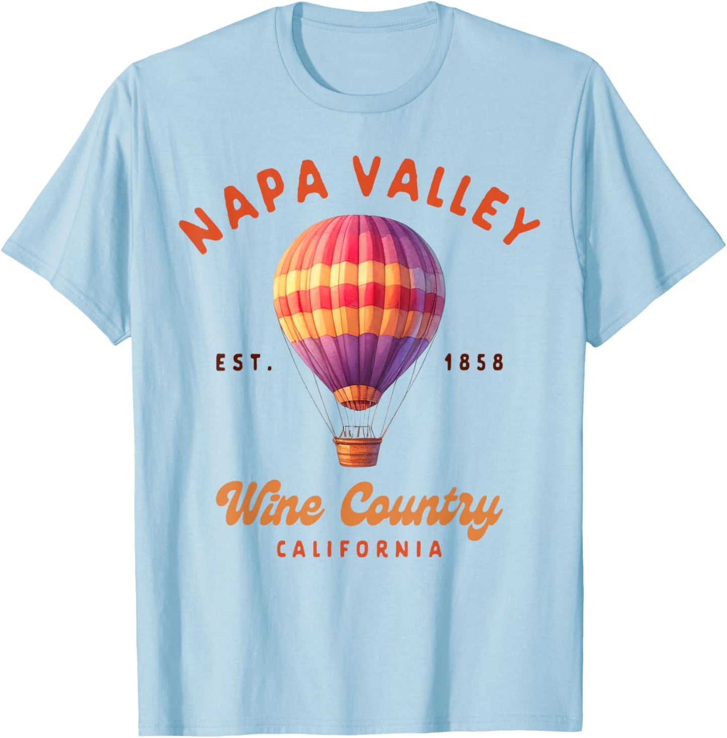 Napa Valley Travel Trip Wine Country California Air Balloon T-Shirt - T-Shirt | Light Blue
