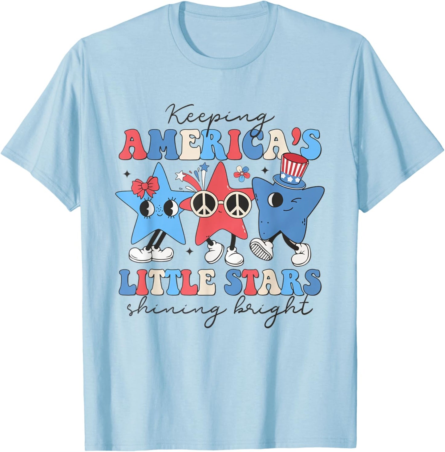 Pediatric Nurse 4th of July Little Stars Shining Bright Men T-Shirt - T-Shirt | Light Blue