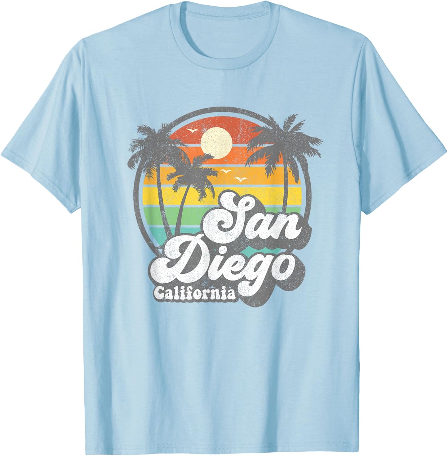 Vintage San Diego Beach California Surfing Retro Surf Gift Small T-Shirt - T-Shirt | Light Blue