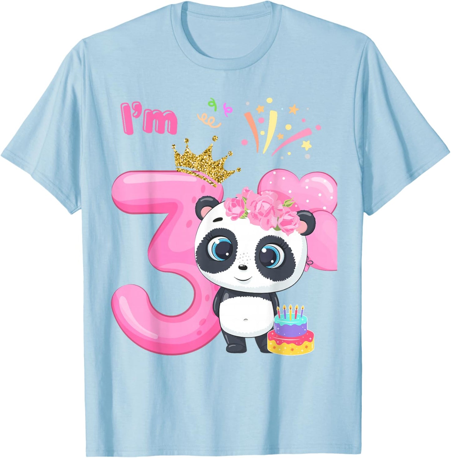 Adorable Panda 3rd Birthday for Boy /Girl /Toddler Family T-Shirt - T-Shirt | Light Blue