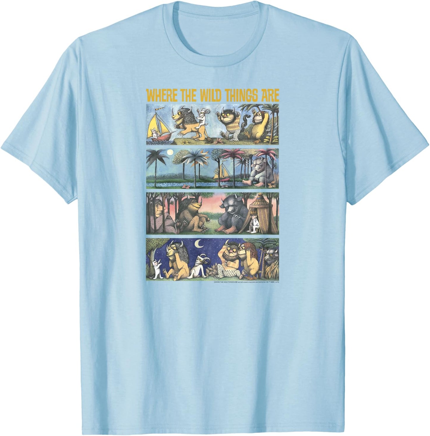 Where The Wild Things are Storybook Panels T-Shirt - T-Shirt | Light Blue