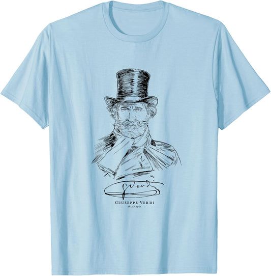 Giuseppe Verdi-Italian-Classical Music-Opera T-Shirt - T-Shirt | Light Blue