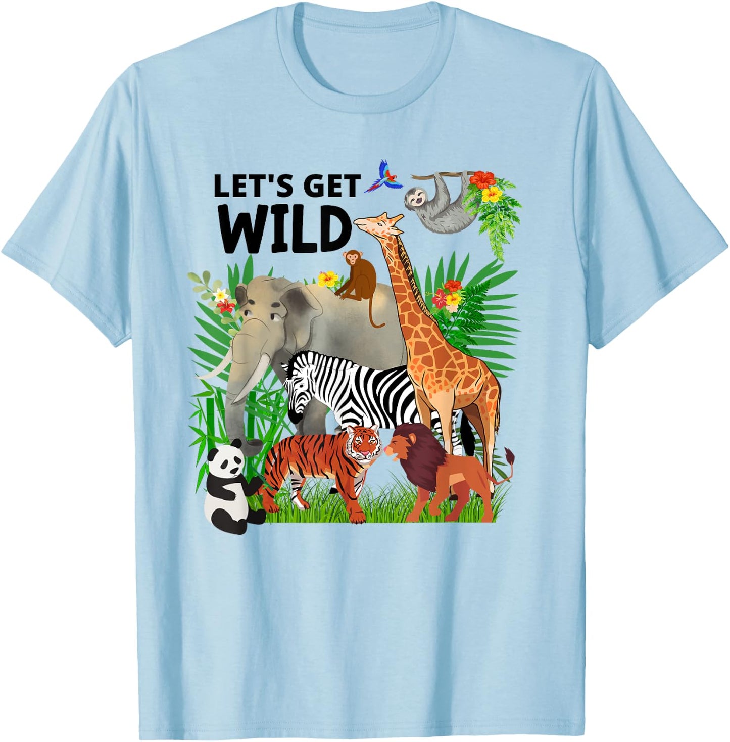 Zoo Animals Wildlife Birthday Party A Day At The Zoo Safari T-Shirt - T-Shirt | Light Blue
