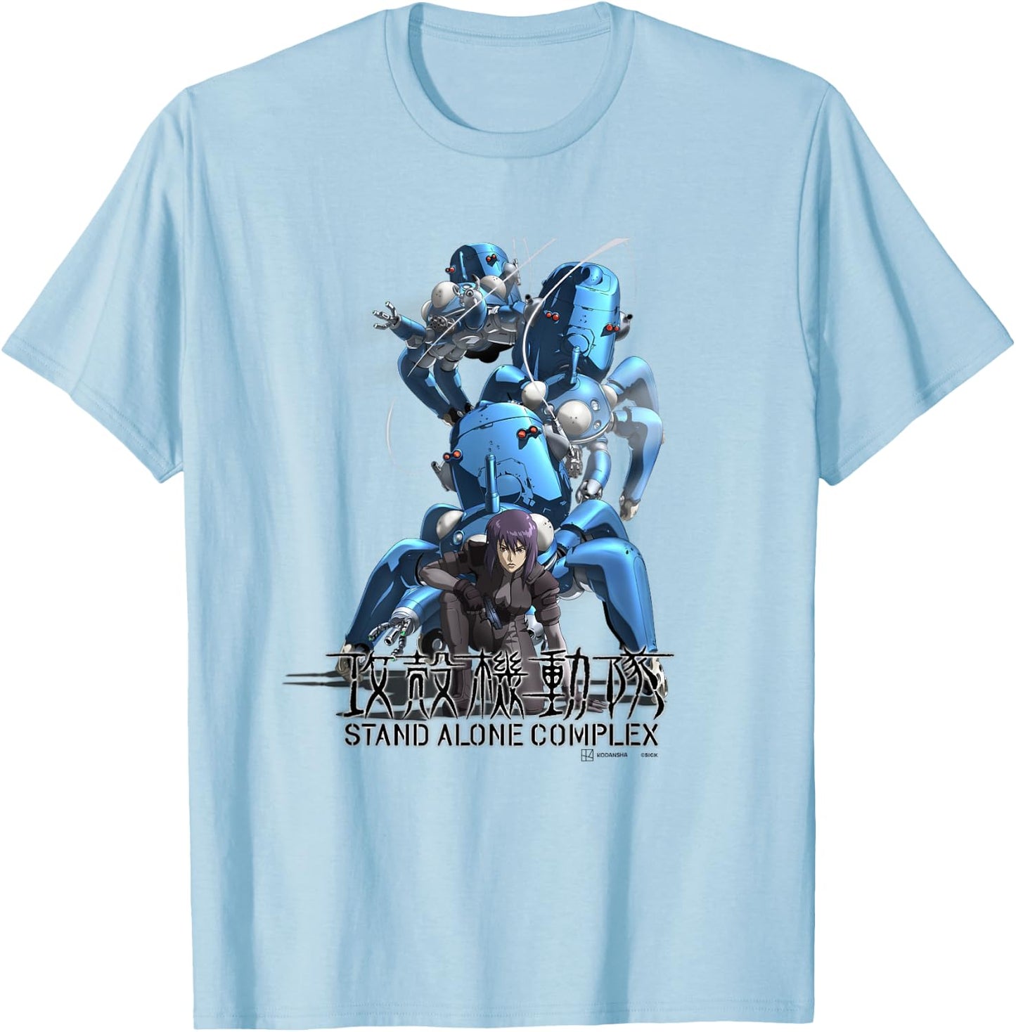 Ghost in the Shell: Stand Alone Complex Motoko & Tachikomas T-Shirt - T-Shirt | Light Blue