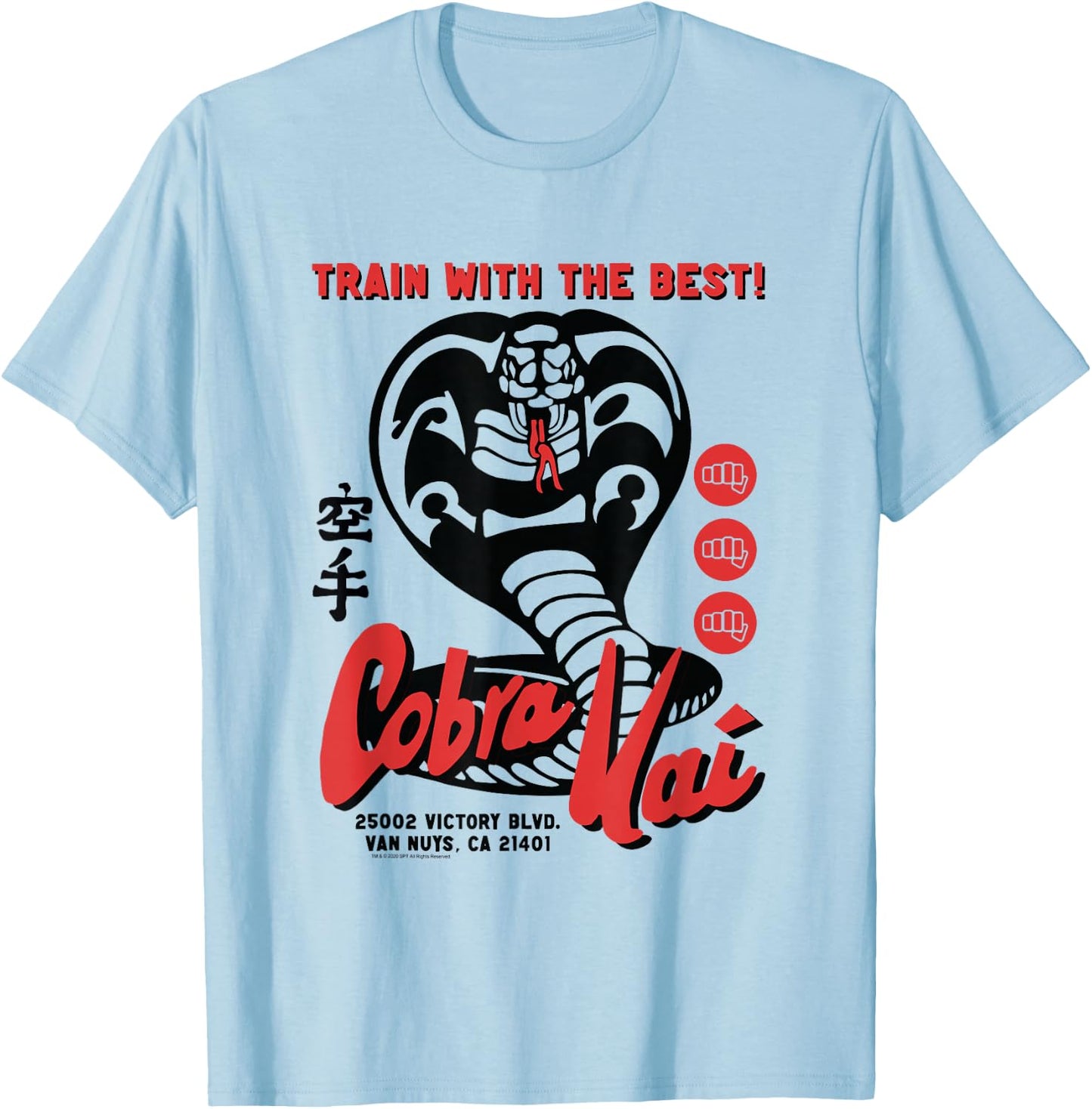 Cobra Kai Retro Ad Train with the Best TV Show T-Shirt - T-Shirt | Light Blue