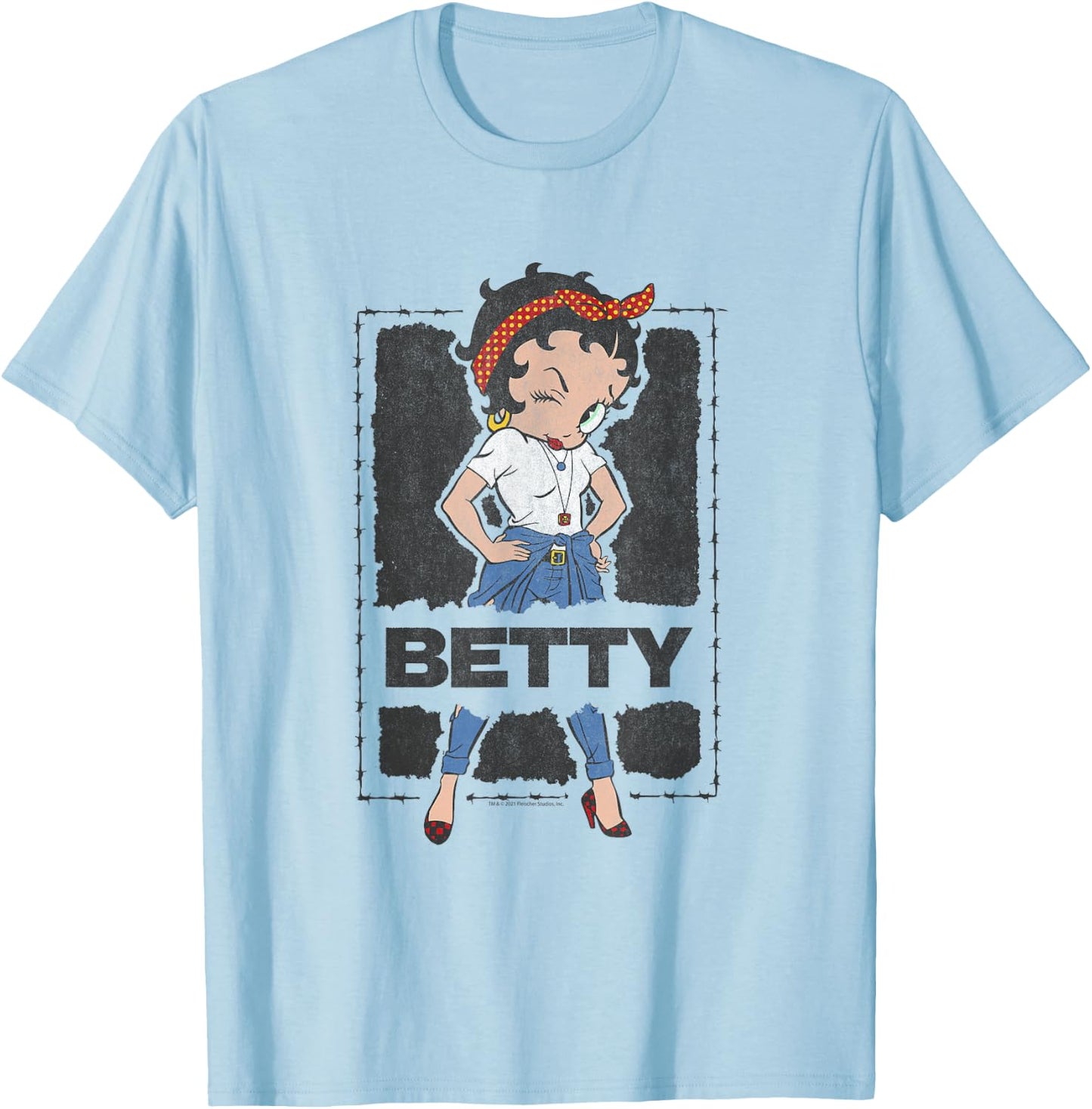 Betty Boop Barbed Wire Frame T-Shirt - T-Shirt | Light Blue