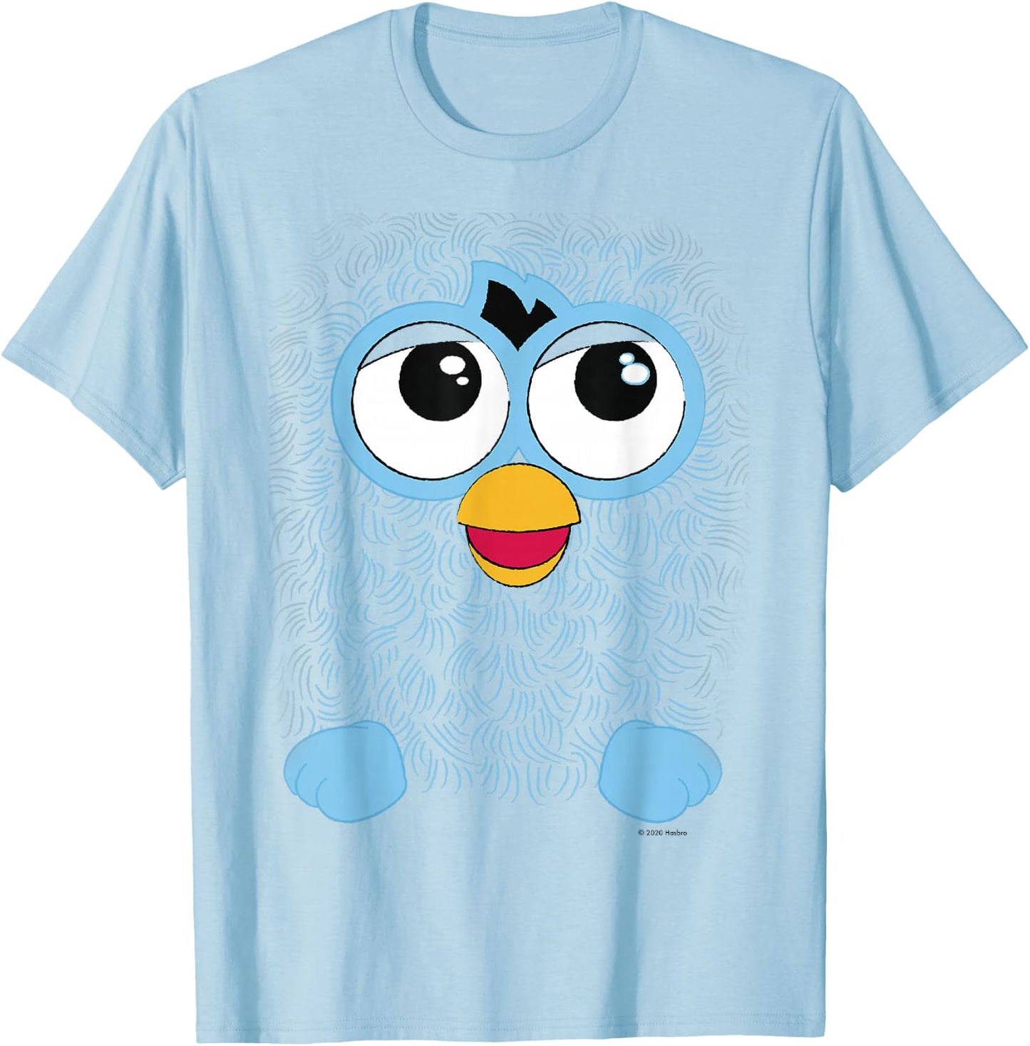 Furby Retro Big Blue Smiling Face T-Shirt - T-Shirt | Light Blue