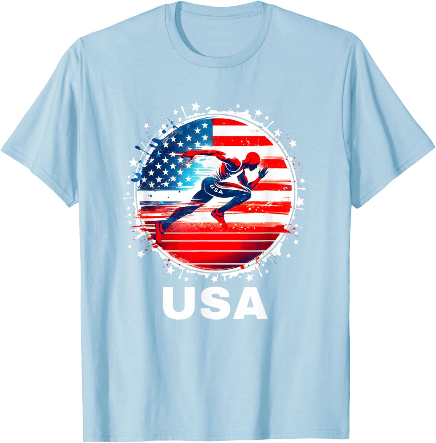 USA Team Track and Field Shirt Women Kids Track T-Shirt - T-Shirt | Light Blue