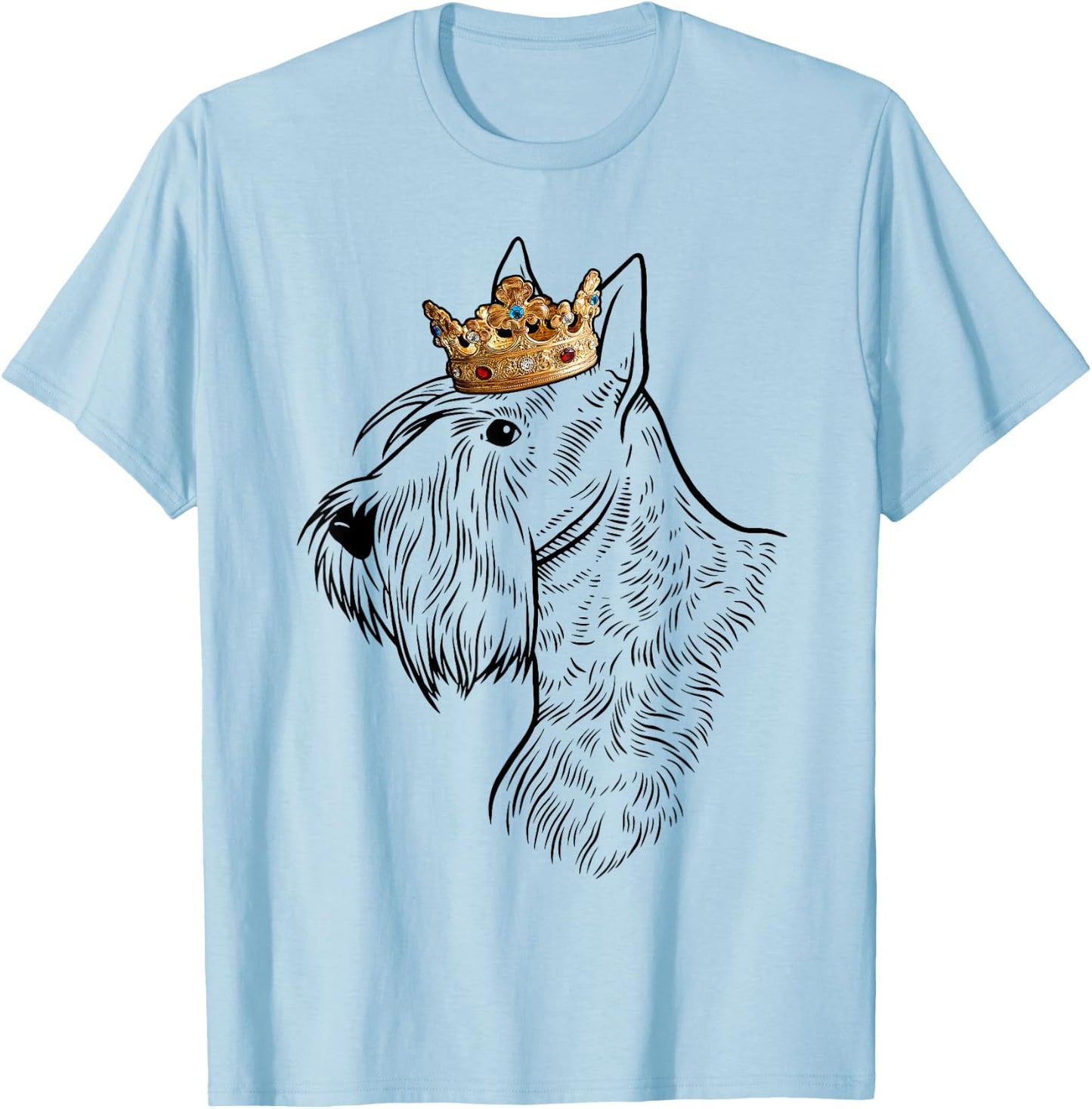 Scottish Terrier Dog Wearing Crown T-Shirt - T-Shirt | Light Blue