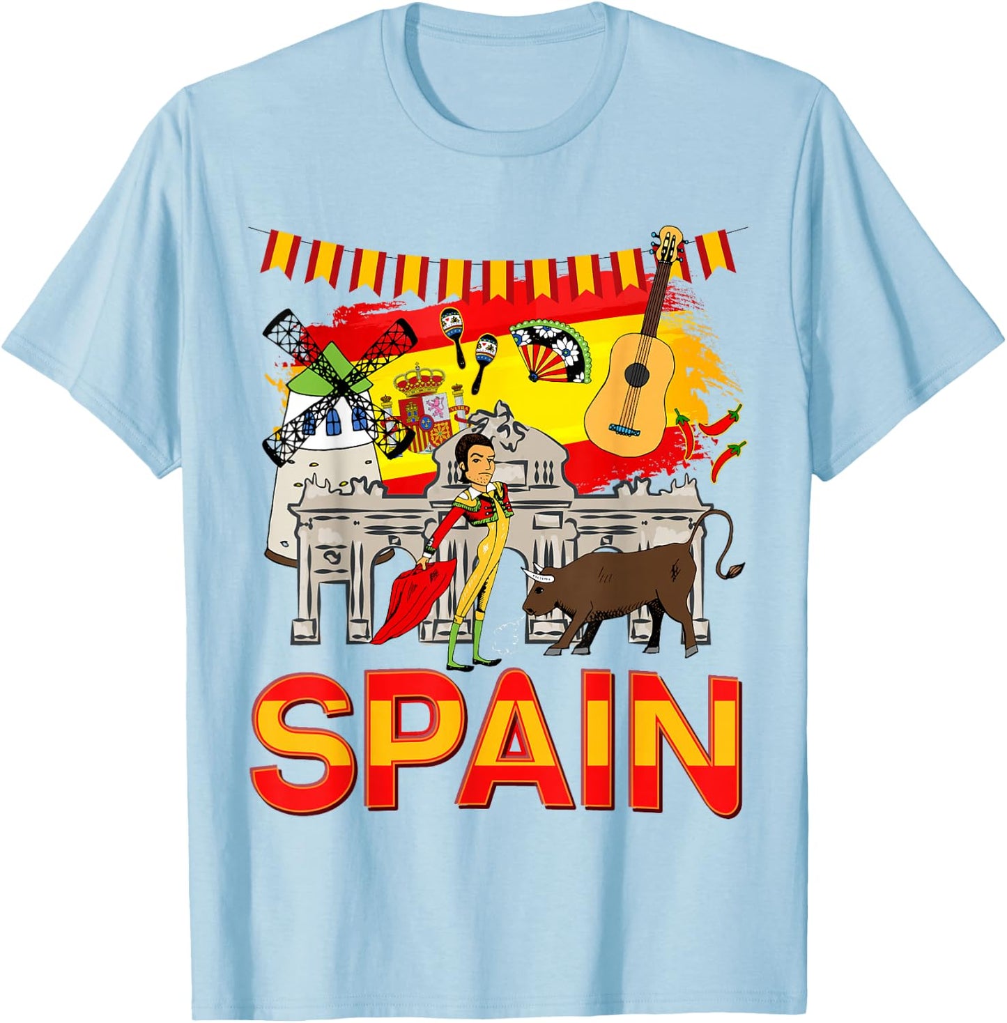 Spanish Flag Idea for Kids & Spanish Memorabilia Spain T-Shirt - T-Shirt | Light Blue