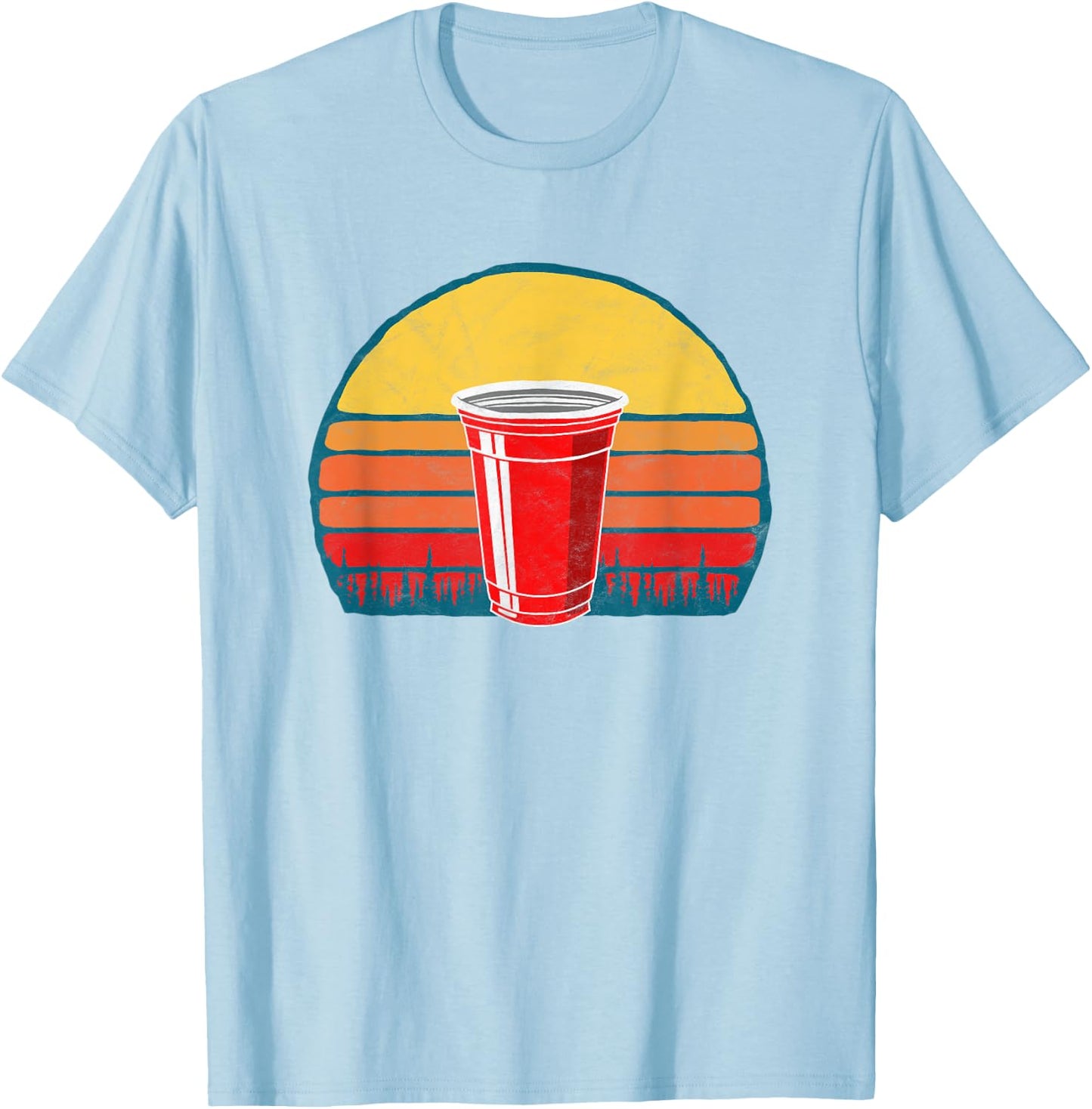 Vintage Red Plastic Cup Funny Fathers Day Beer Graphic T-Shirt - T-Shirt | Light Blue