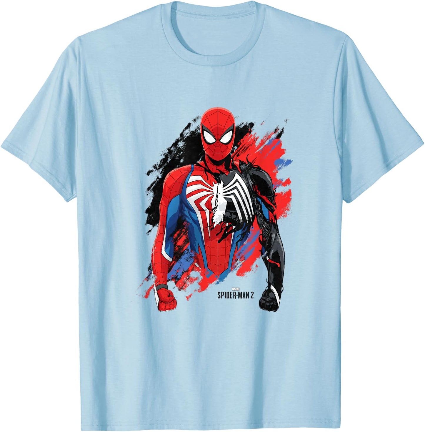 Marvel Spider-Man 2 Peter Getting Covered By The Symbiote T-Shirt - T-Shirt | Light Blue