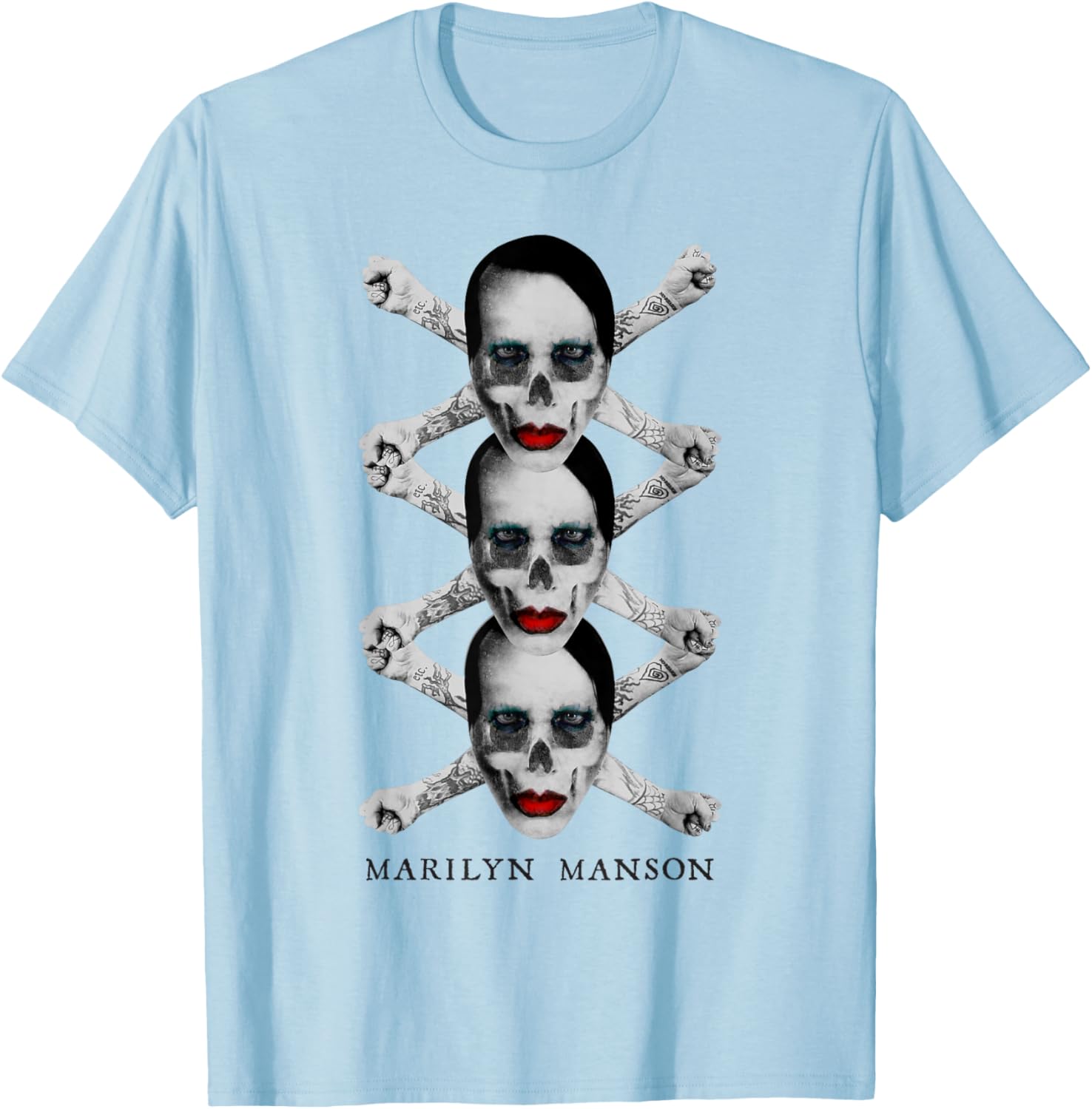 Marilyn Manson – Crossbones X3 T-Shirt - T-Shirt | Light Blue