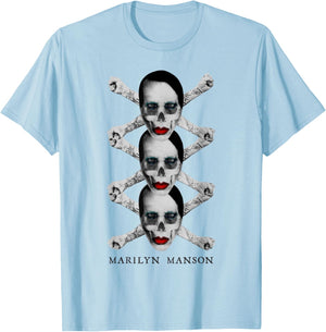 Marilyn Manson – Crossbones X3 T-Shirt - T-Shirt | Light Blue