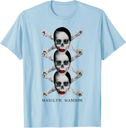 Marilyn Manson – Crossbones X3 T-Shirt - T-Shirt | Light Blue