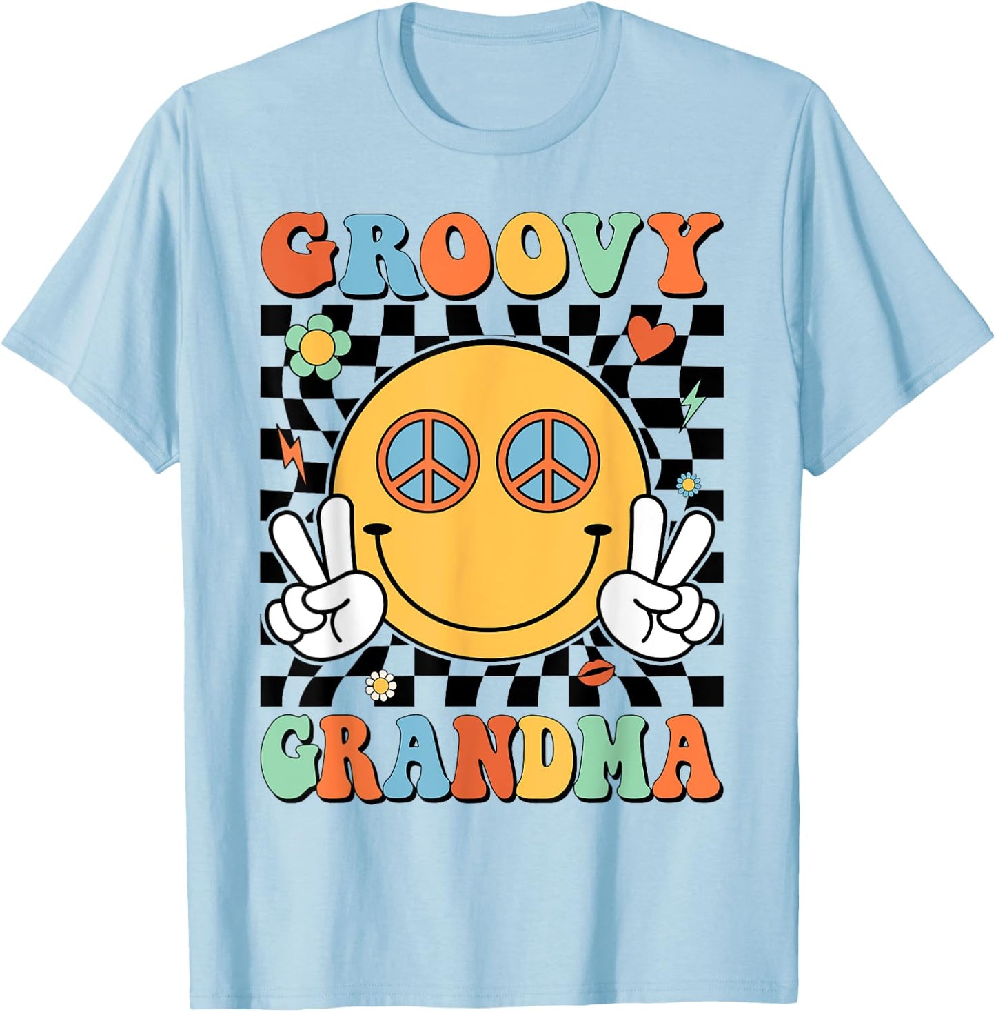 Groovy Grandma Matching Family 70s 80s Retro Hippie Costume T-Shirt - T-Shirt | Light Blue