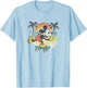 Disney Mickey and Friends Skating by The Beach Retro Poster T-Shirt - T-Shirt | Light Blue