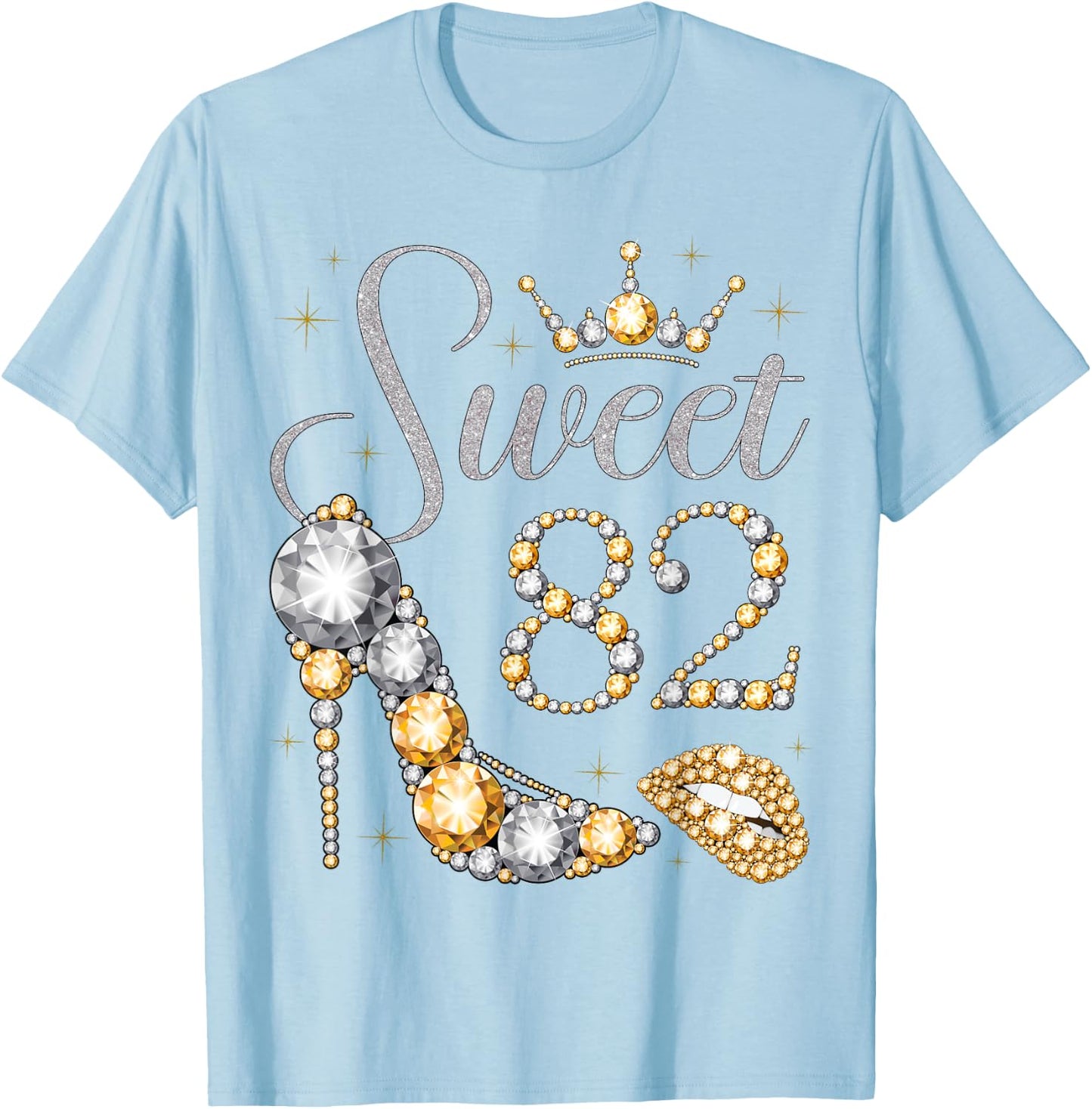 Sweet 82 Years Old 82nd Birthday Queen Princess Bday Party T-Shirt - T-Shirt | Light Blue