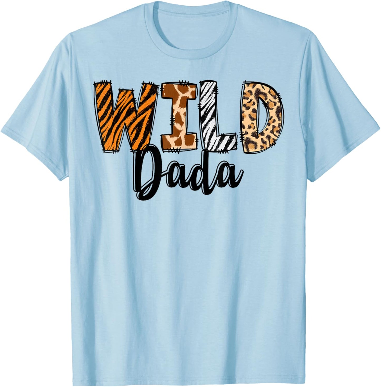 Wild Dada Zoo Born Two Be Wild B-day Safari Jungle Animal T-Shirt - T-Shirt | Light Blue