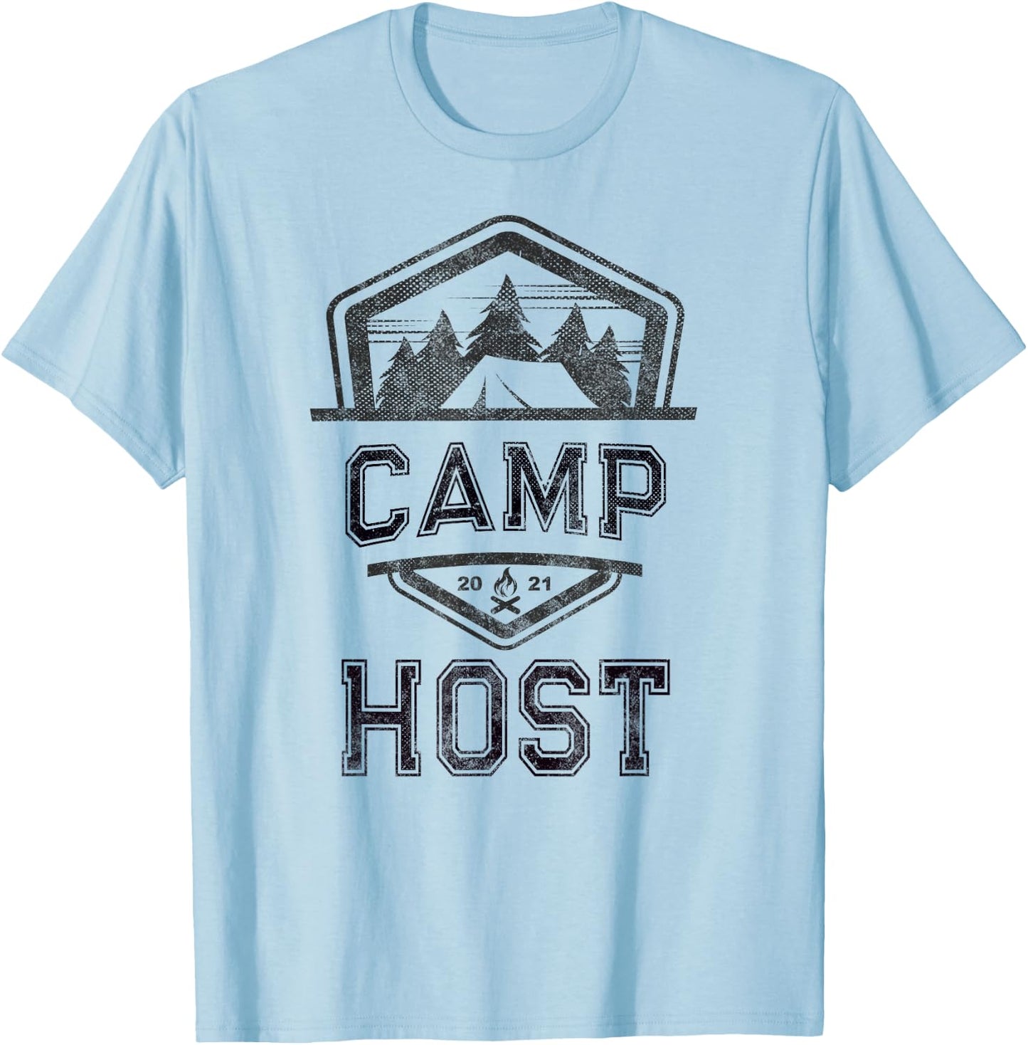 CAMP HOST Campground Staff Campsite Team Hosting Kids Yellow T-Shirt - T-Shirt | Light Blue