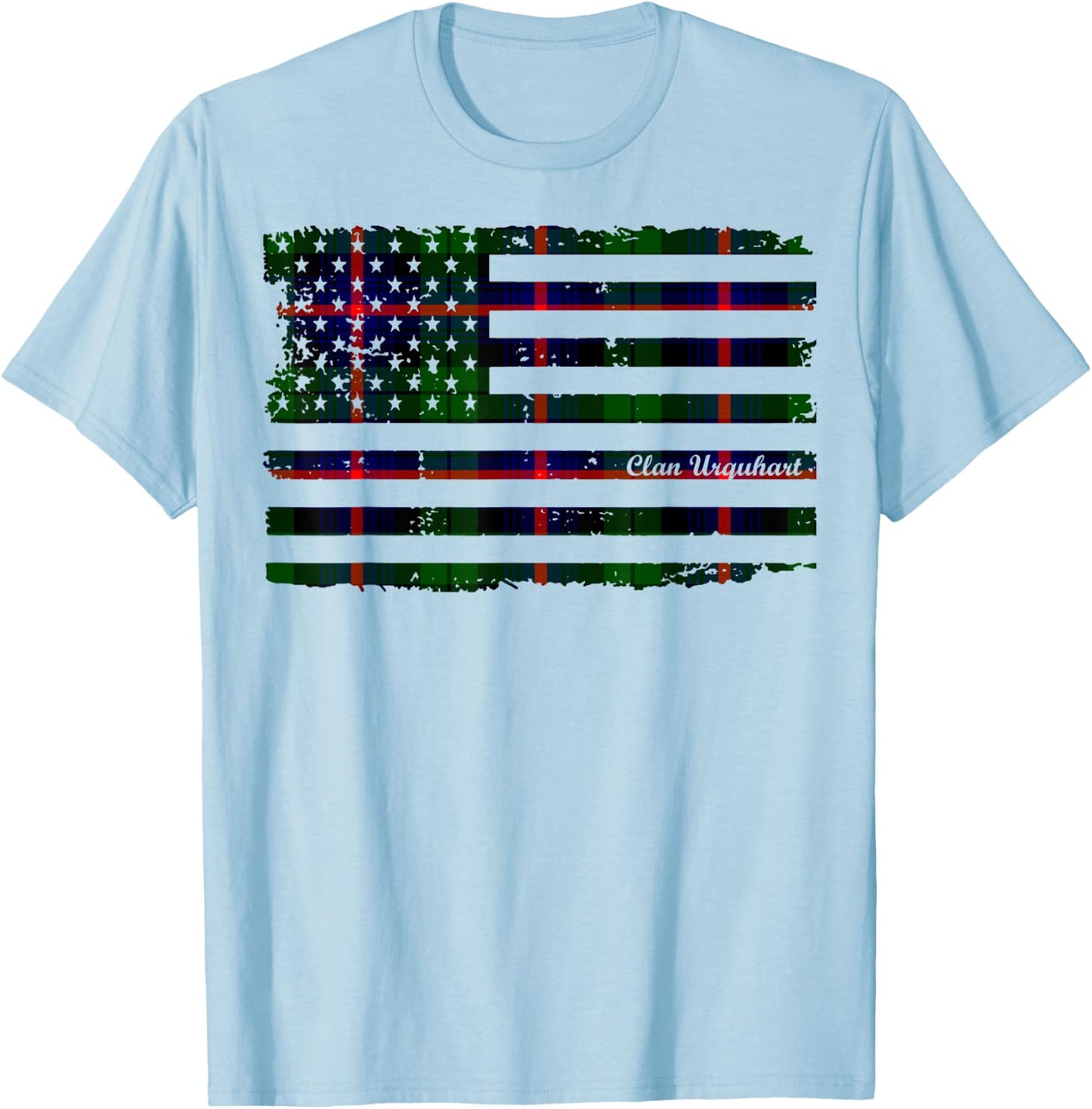 Urquhart surname American Flag Scottish tartan T-Shirt - T-Shirt | Light Blue