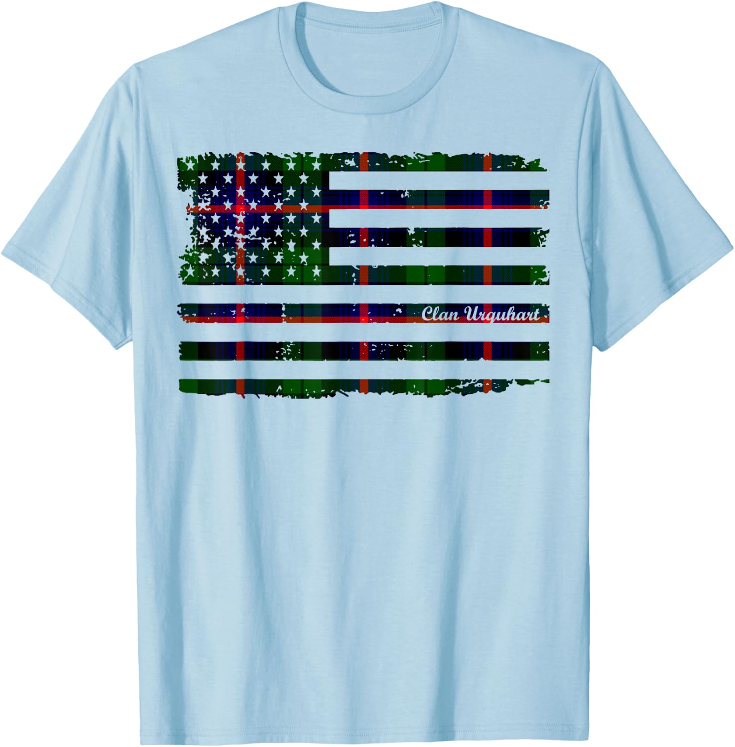Urquhart surname American Flag Scottish tartan T-Shirt - T-Shirt | Light Blue