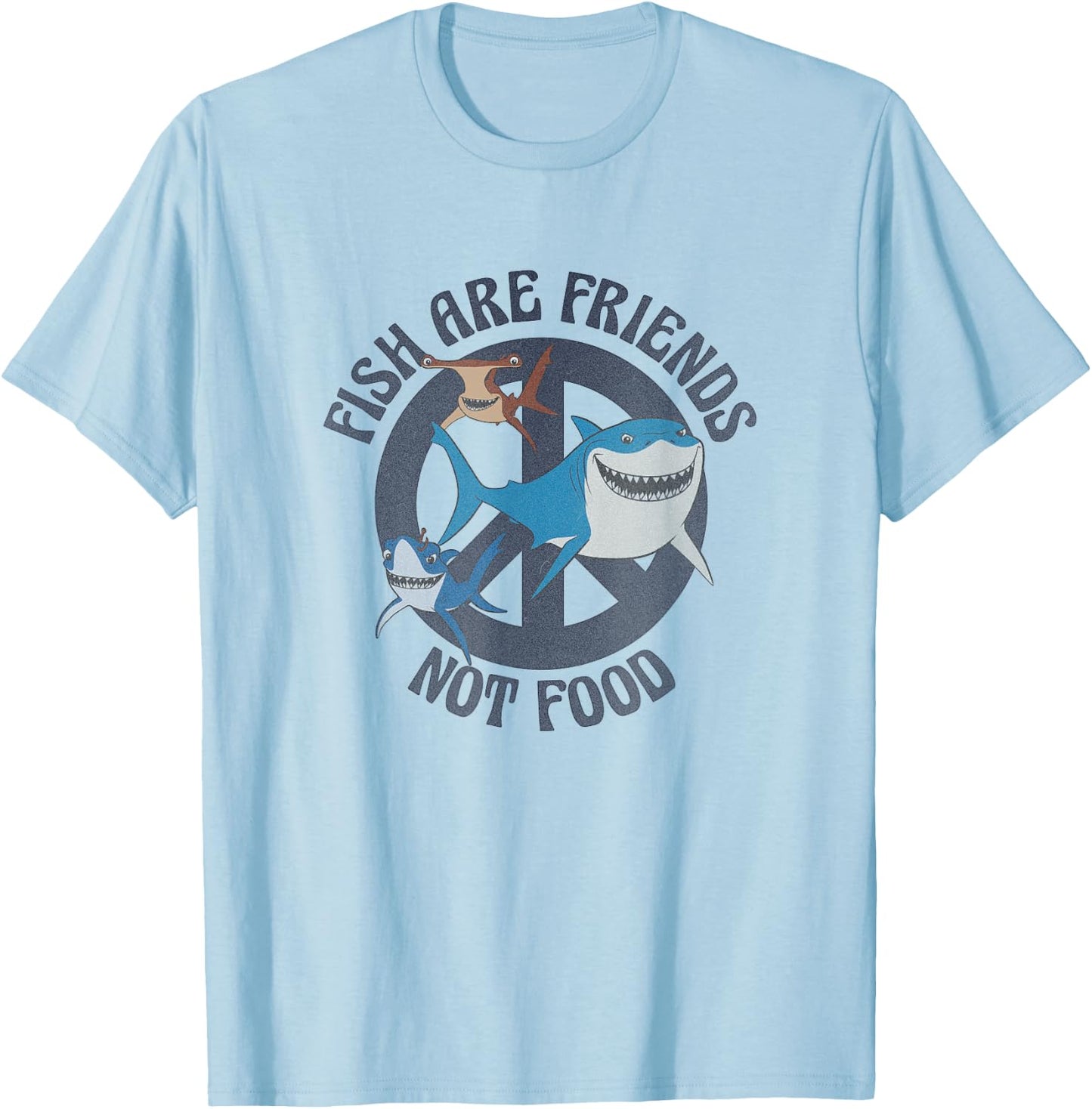 Disney Pixar Finding Nemo Fish are Friends Not Food Big Logo T-Shirt - T-Shirt | Light Blue