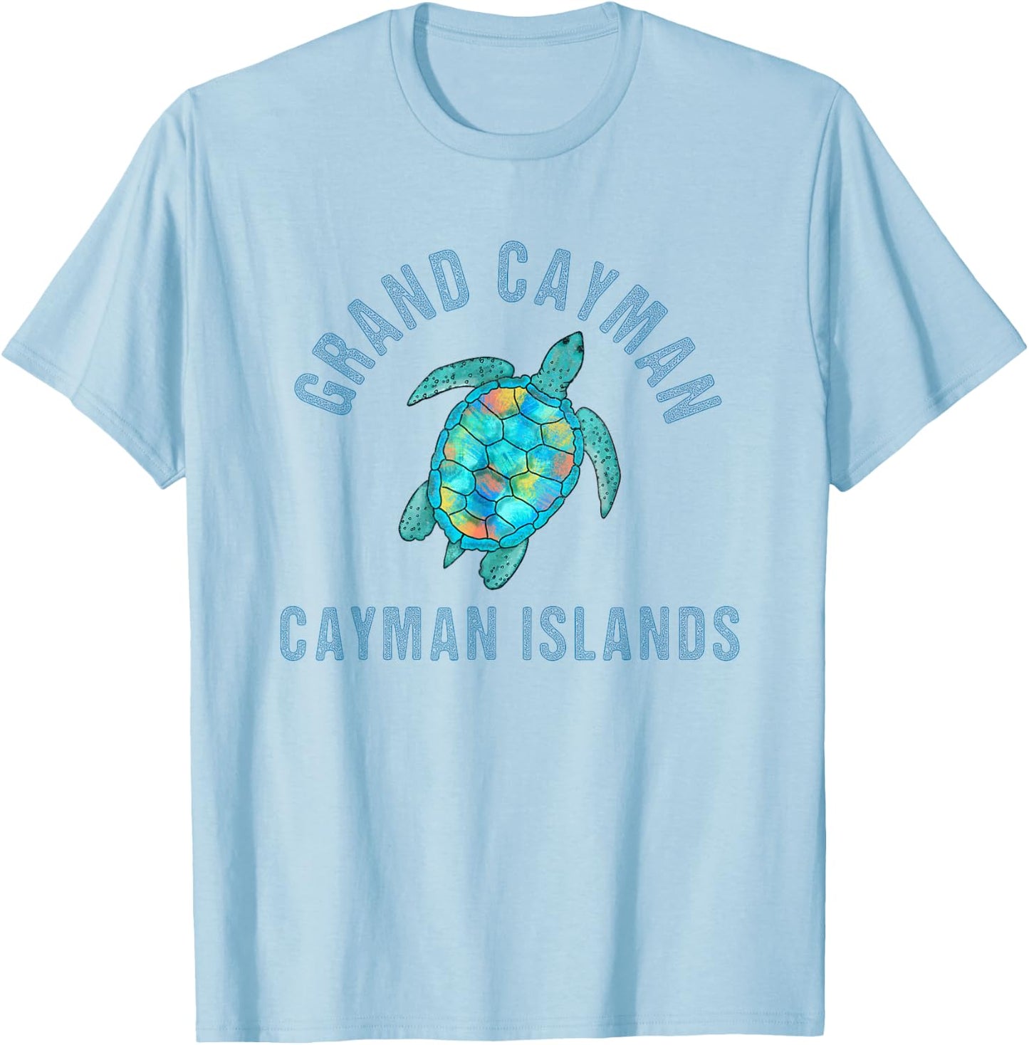 Grand Cayman Beach Design / Sea Turtle Illustration Gift T-Shirt - T-Shirt | Light Blue
