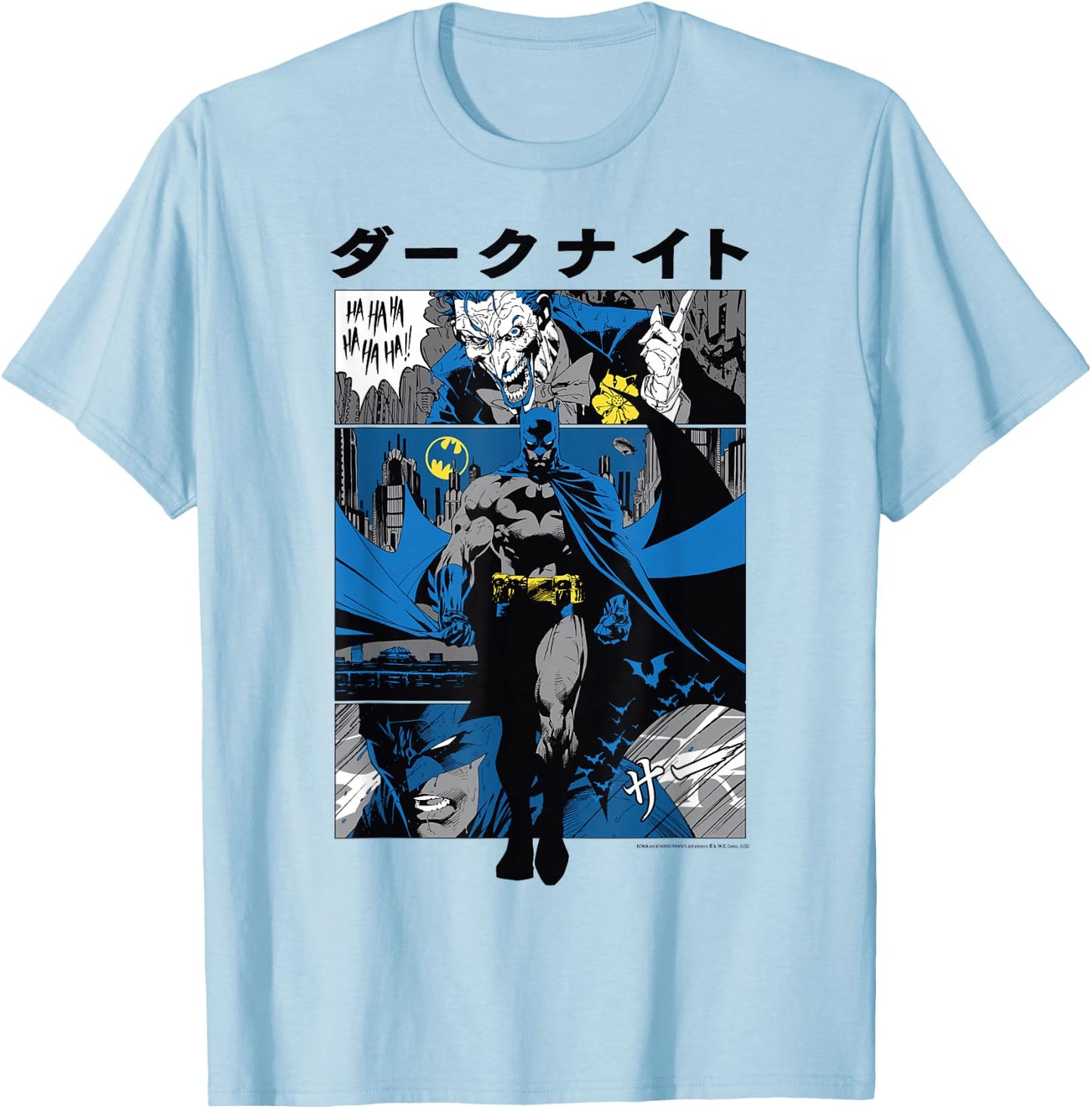 DC Comics Batman Kanji Comic Panels T-Shirt - T-Shirt | Light Blue