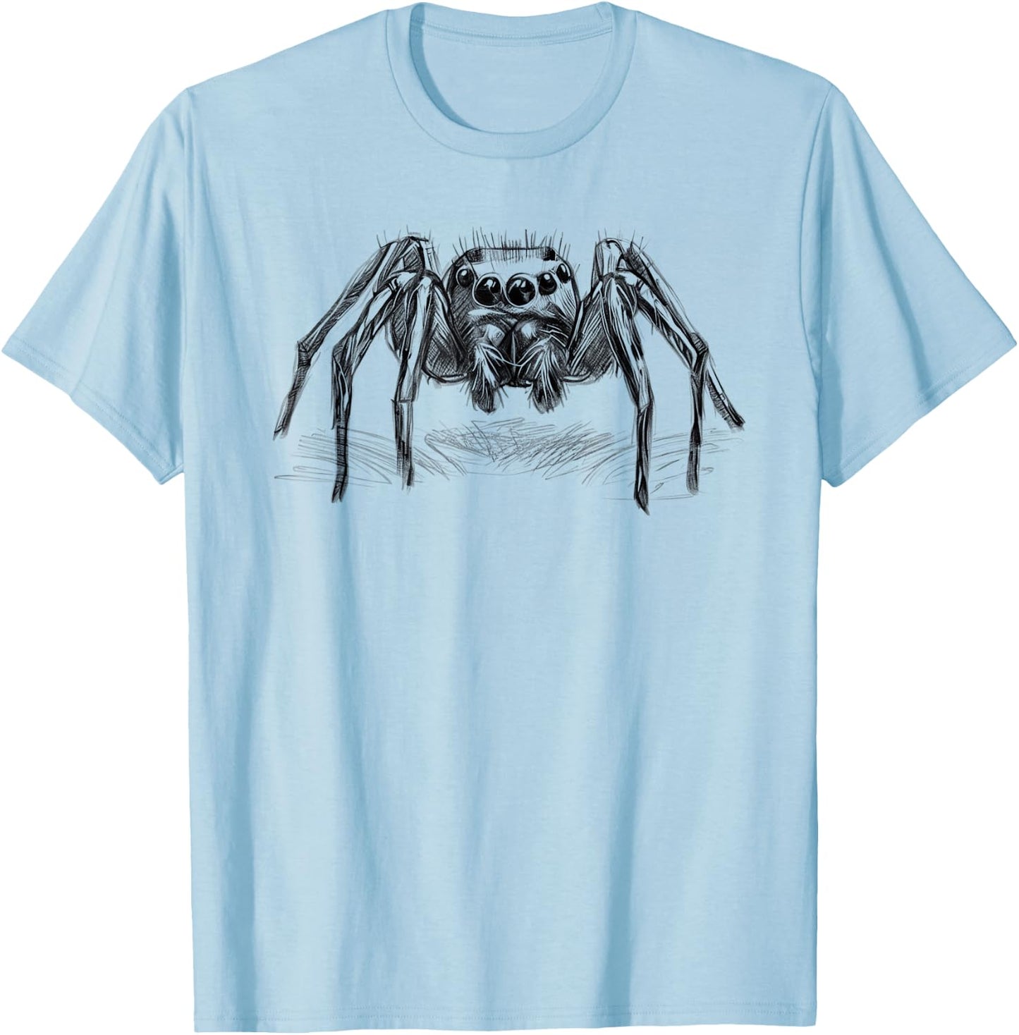 Jumping Spider, Jumping Spider, as a Drawing in Black T-Shirt - T-Shirt | Light Blue