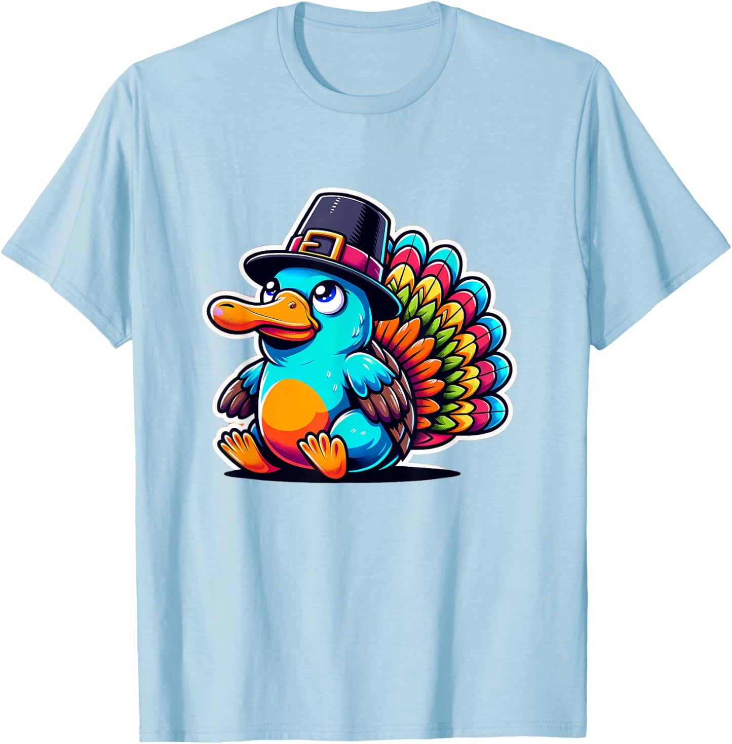 Humor Thanksgiving Turkey Platypus T-Shirt - T-Shirt | Light Blue