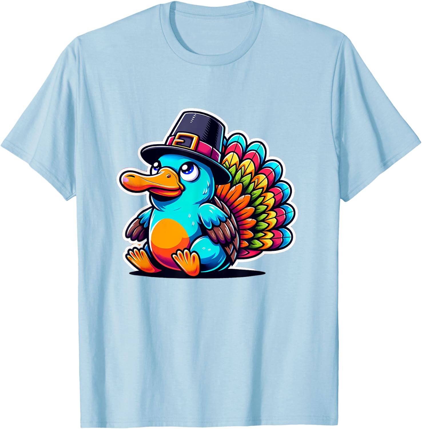 Humor Thanksgiving Turkey Platypus T-Shirt - T-Shirt | Light Blue