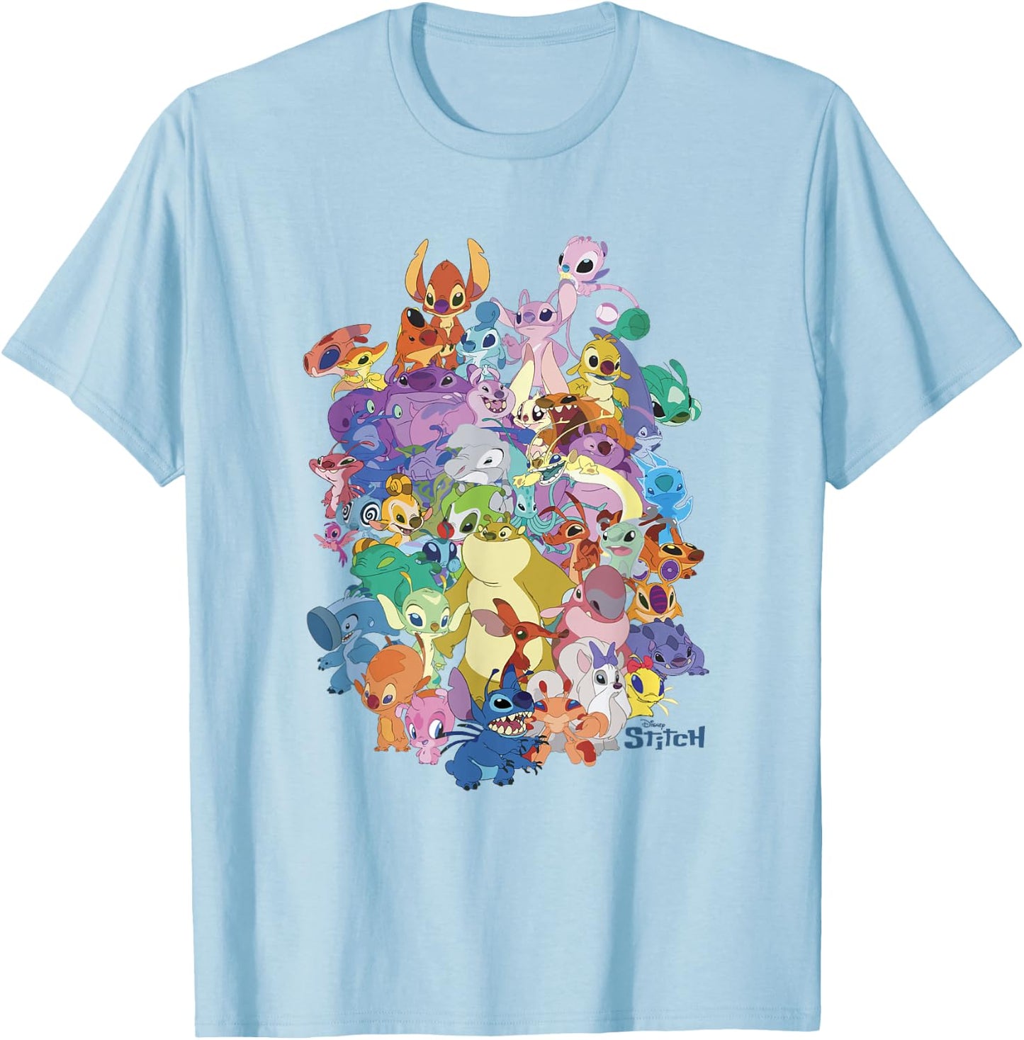 Disney Lilo & Stitch The Experiments Mashup Portrait T-Shirt - T-Shirt | Light Blue