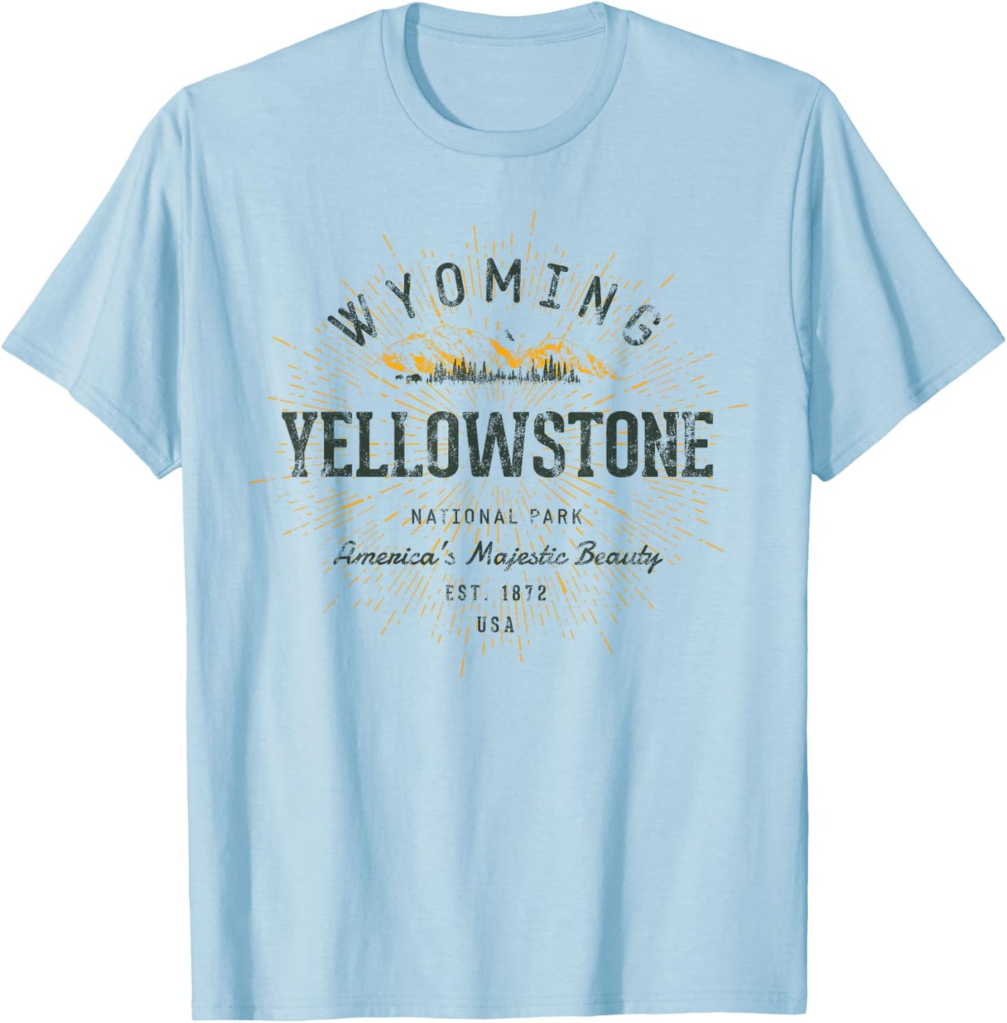 Retro Style Vintage Yellowstone National Park T-Shirt - T-Shirt | Light Blue