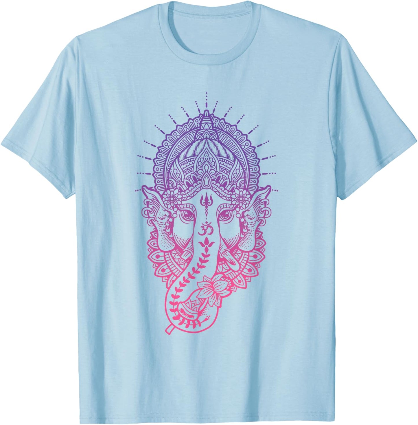 Ganesh Symbol Yoga Hindu Elephant Men Women Meditation T-Shirt - T-Shirt | Light Blue