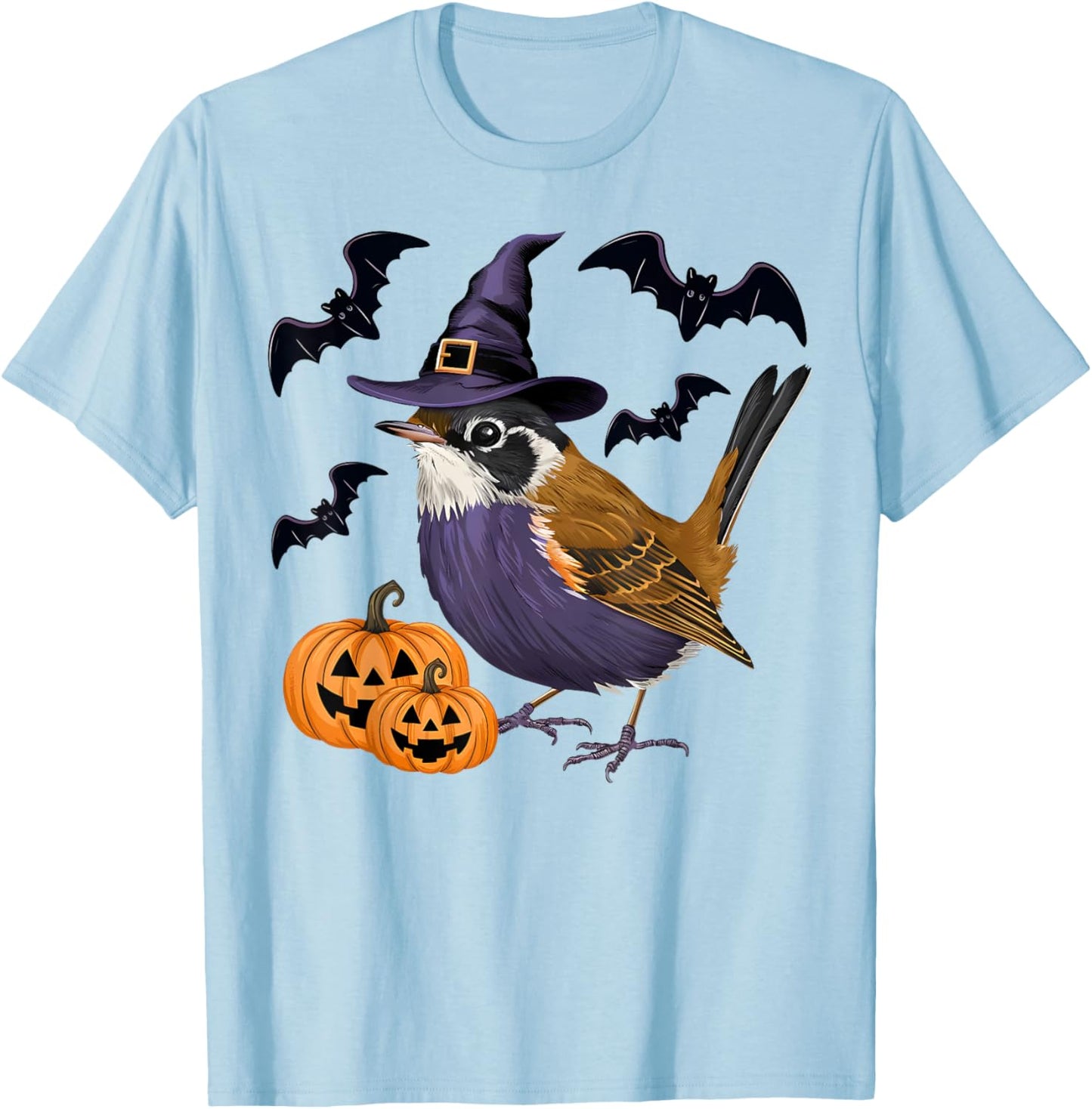 Funny Wren Bird Halloween Costume Scary Pumpkin Bat Witch T-Shirt - T-Shirt | Light Blue