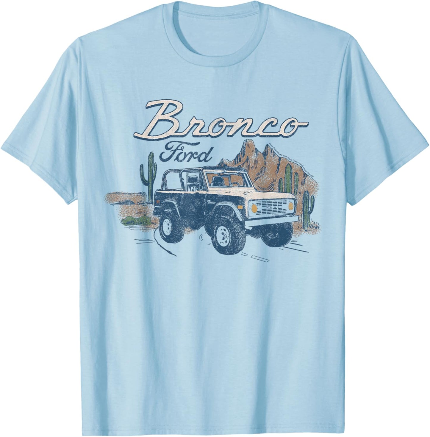 Ford - Bronco SUV Outdoor Desert Landscape T-Shirt - T-Shirt | Light Blue