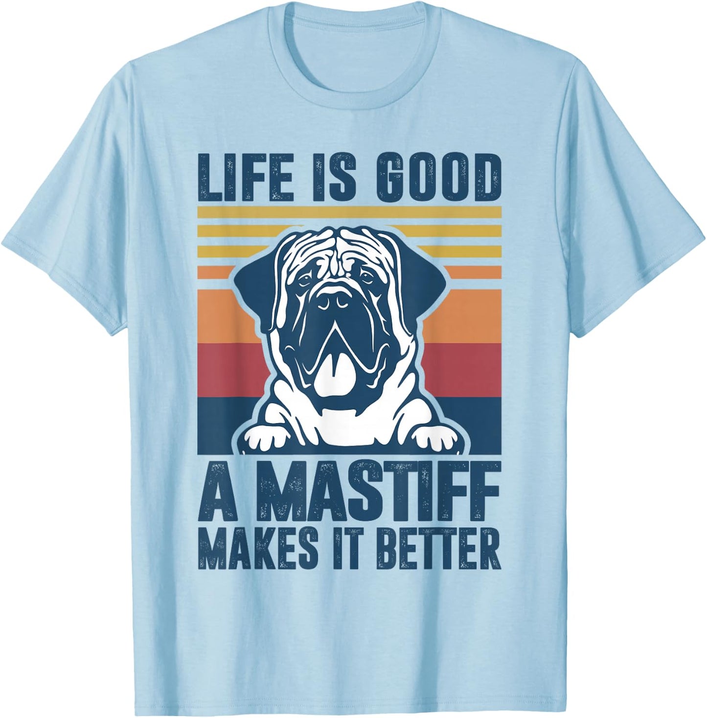 English Mastiff Gifts Men Mastiff Dog Dad Dog Mom T-Shirt - T-Shirt | Light Blue