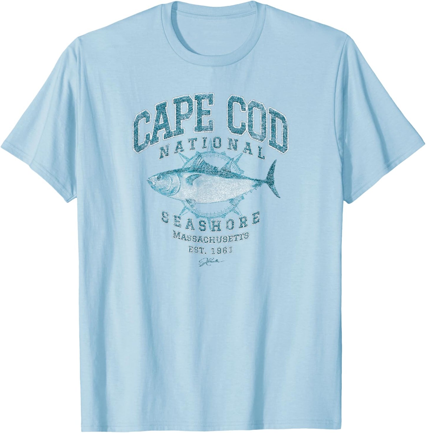 JCombs: Cape Cod National Seashore, MA, Bluefin Tuna T-Shirt - T-Shirt | Light Blue