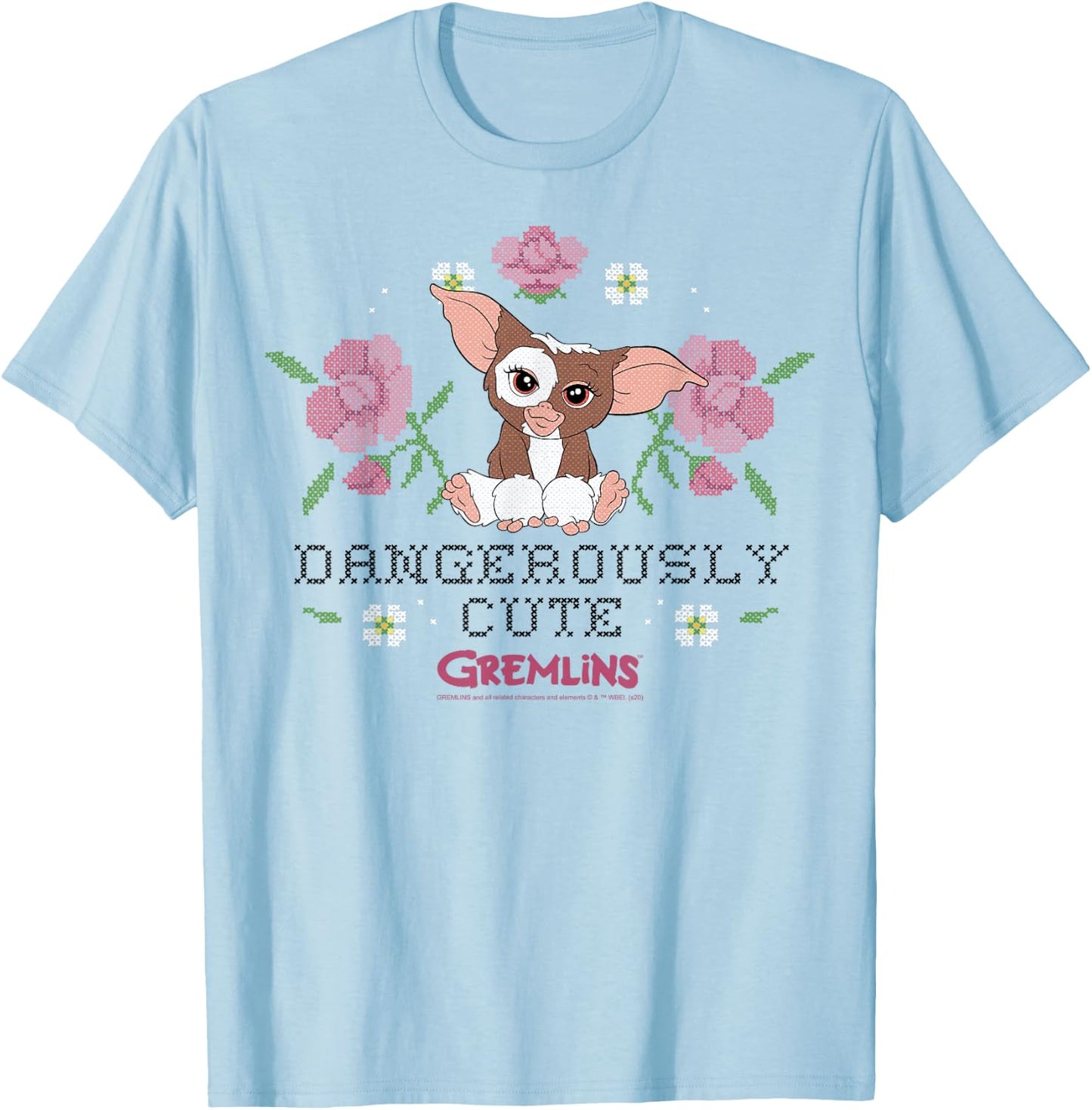 Gremlins Gizmo Dangerously Cute Faux Stitched T-Shirt - T-Shirt | Light Blue