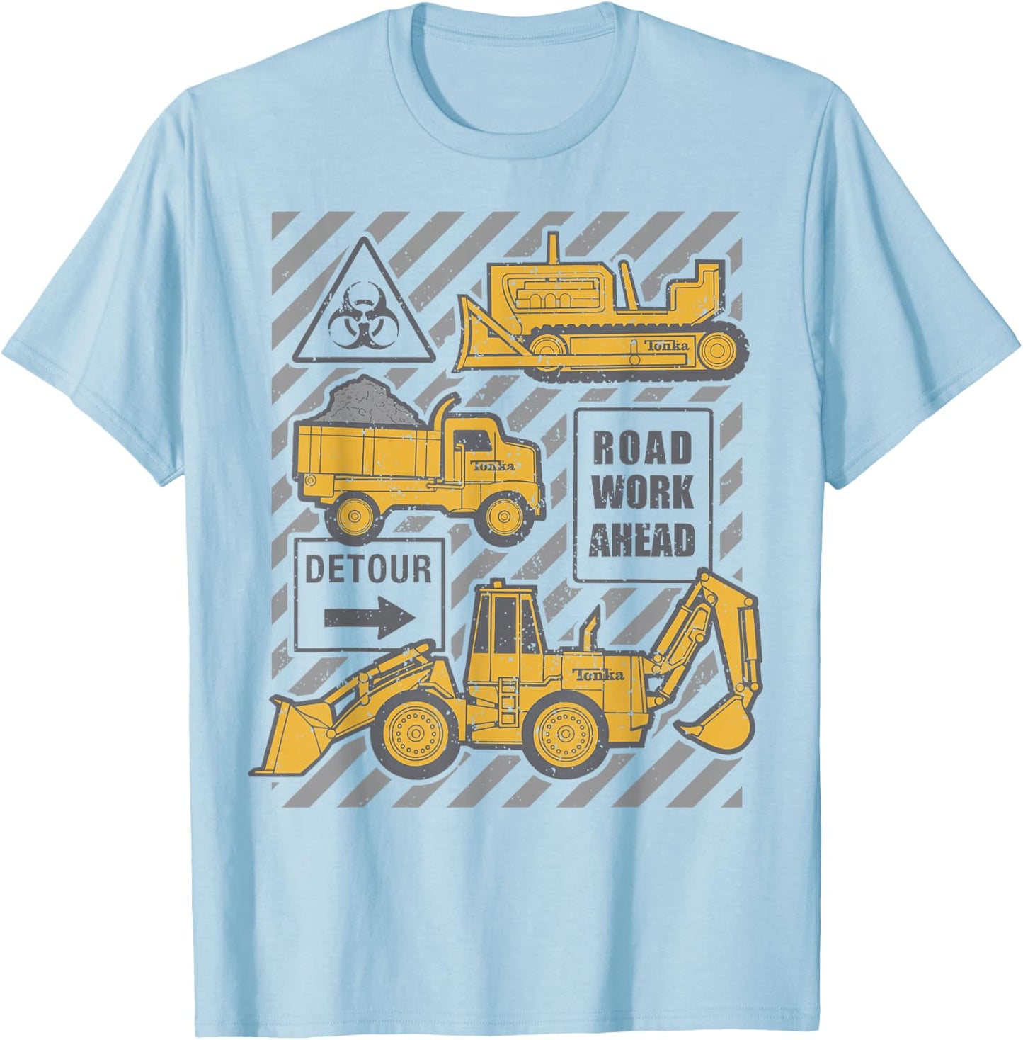 Tonka Trucks Road Work Ahead Construction Sign Logo T-Shirt - T-Shirt | Light Blue