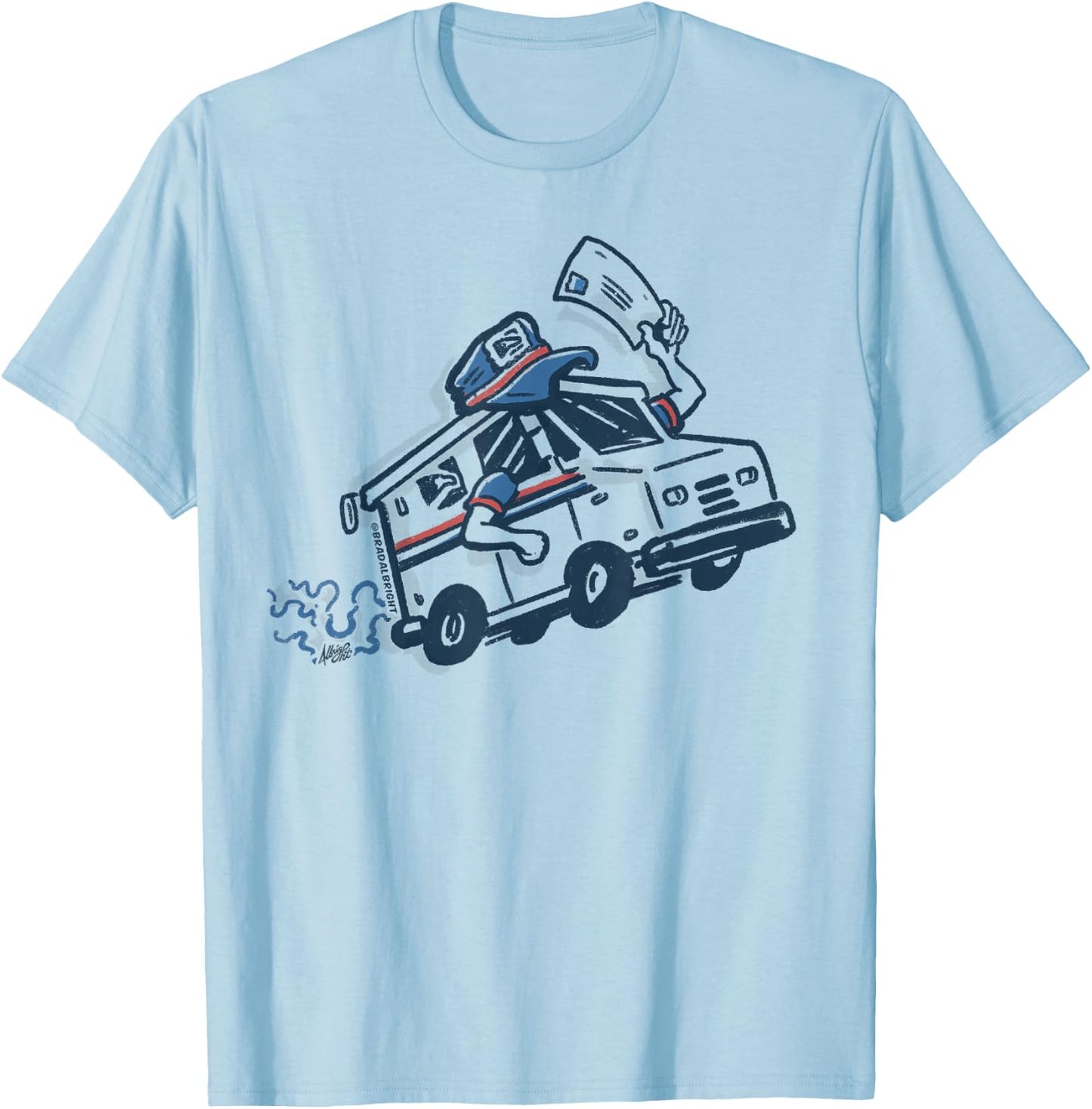 Postal Service Mailman Truck T-Shirt - T-Shirt | Light Blue