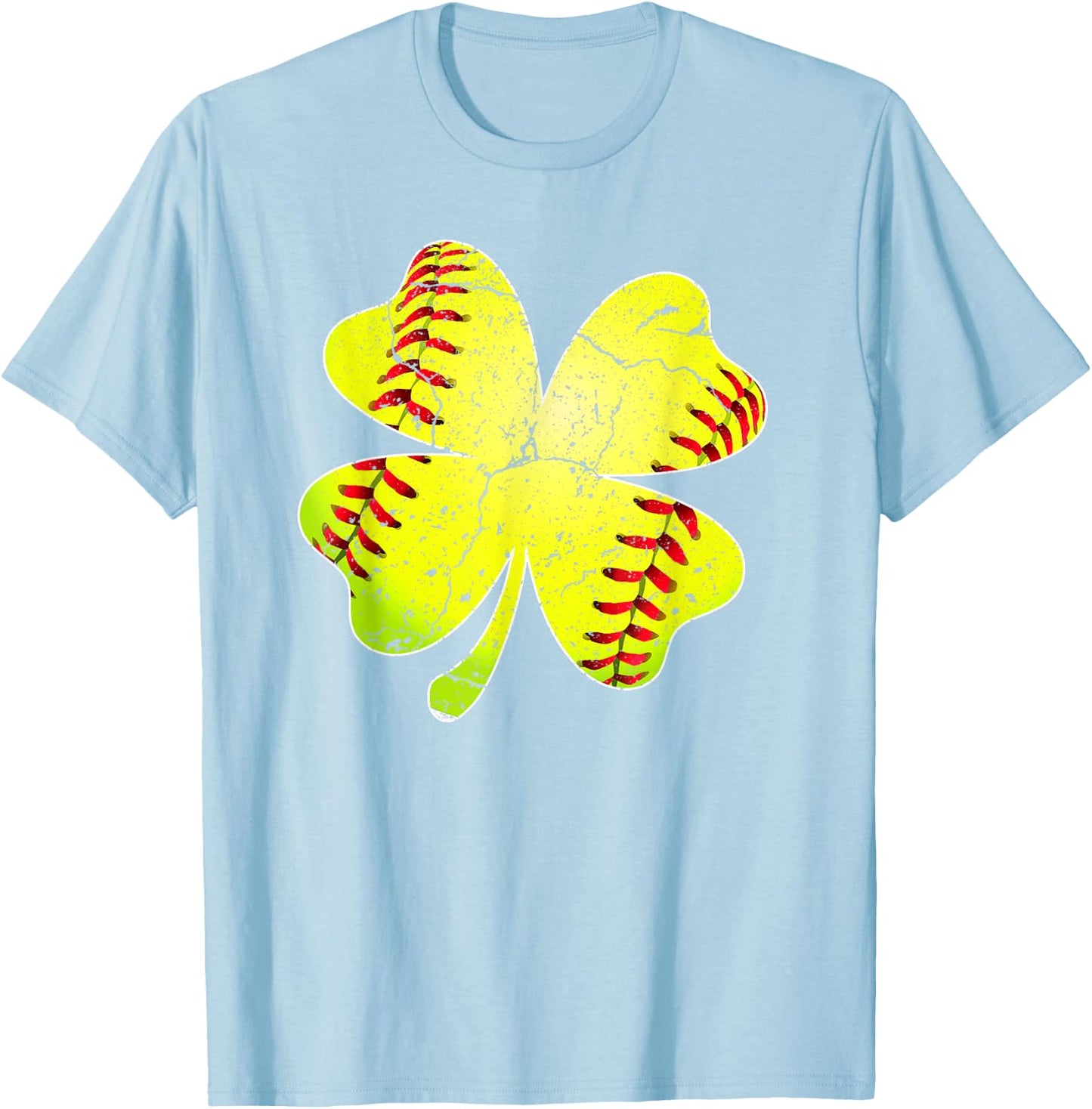 Funny Softball Shamrock St Patricks Day Softball Lover T-Shirt - T-Shirt | Light Blue