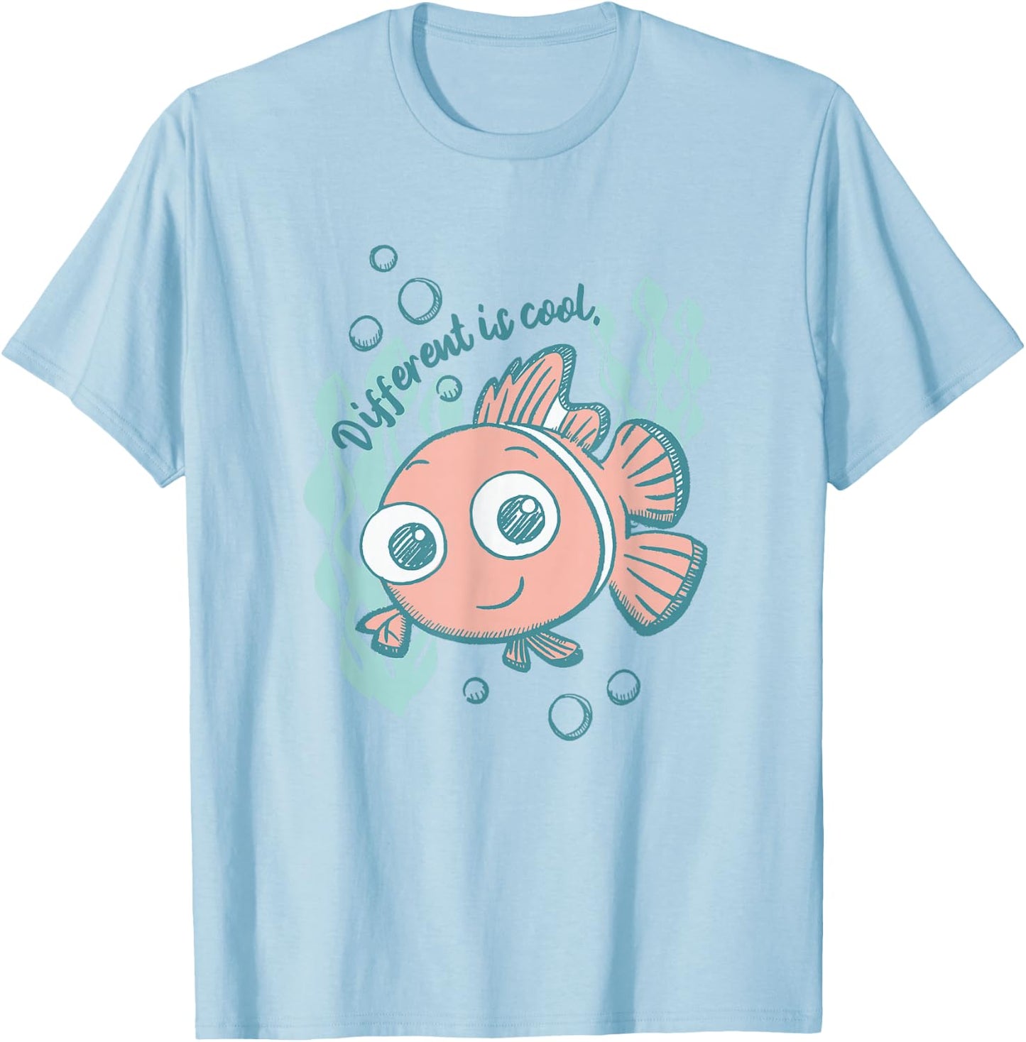 Disney Pixar Finding Nemo Different Is Cool Sketch Portrait T-Shirt - T-Shirt | Light Blue